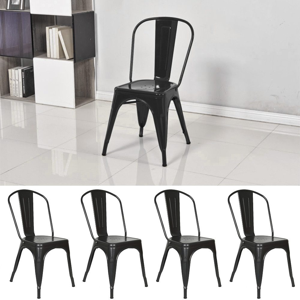 JEOBEST Barhocker Esszimmerstühle aus Metall, Bistrostuhl, Industry-Design, 4 Stück im Set, Stapelbar