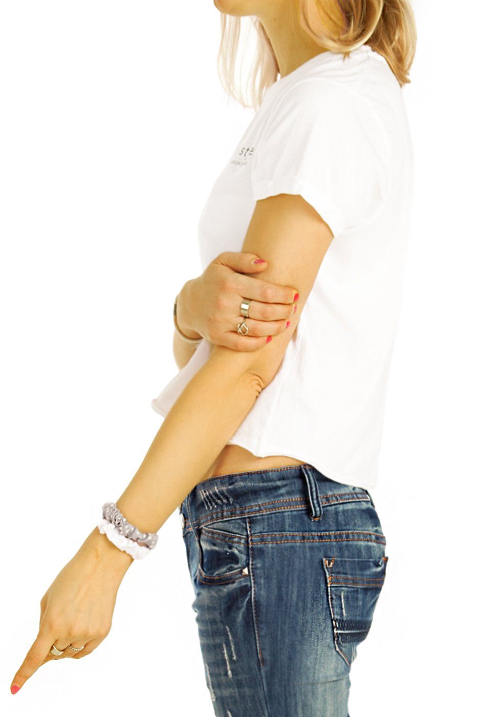 geschnittene 5-pocket Straight-Jeans gerade blau j137p-straight Damenjeans, styled be waist Hüfthose low