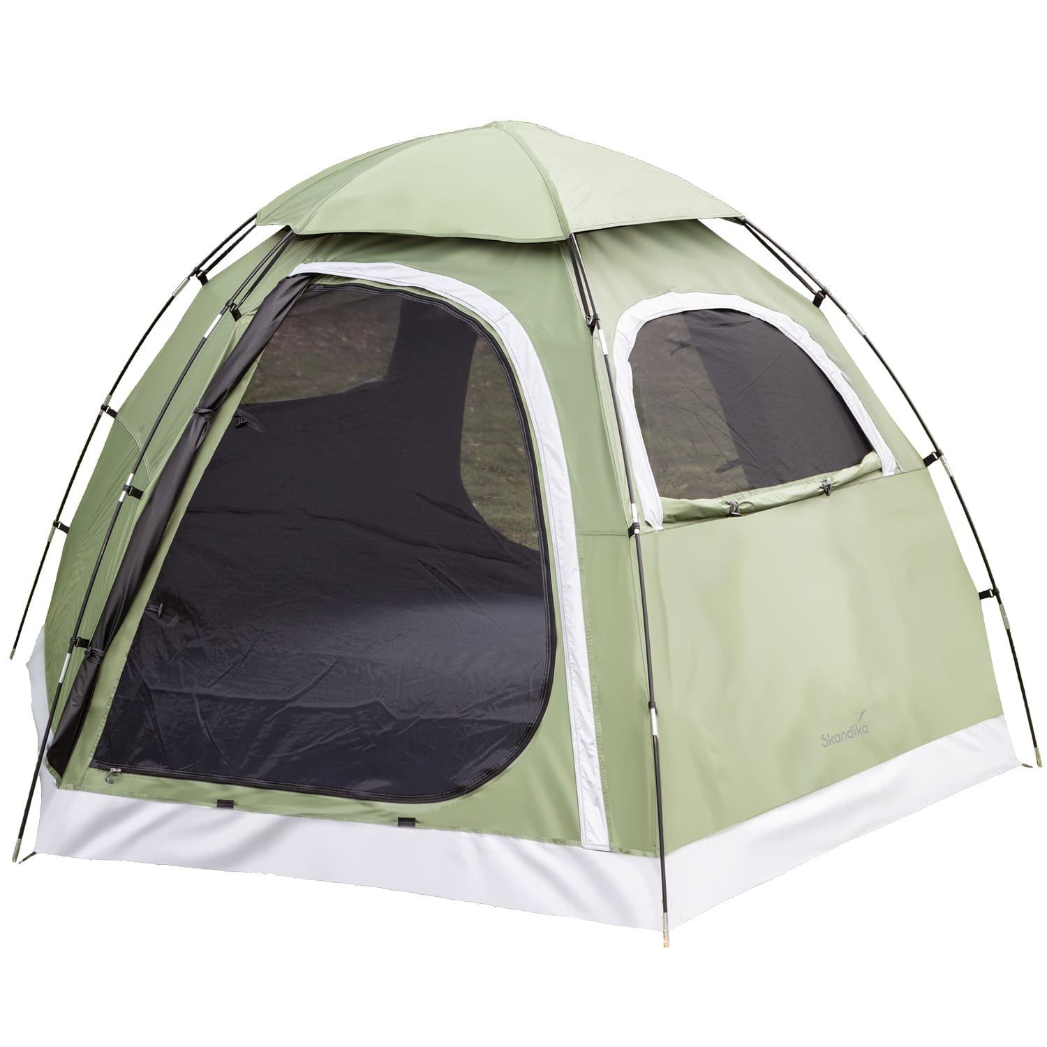 Skandika Kuppelzelt Campingzelt, Namsos 2 Sleeper Protect, mit eingenähtem Zeltboden, Personen: 2 (Kabeldurchführung, Kuppeldach aus Moskitonetz, Organizer-Taschen), wasserdicht, 3000 mm Wassersäule, Doppeltüren, Wandern, Trekking