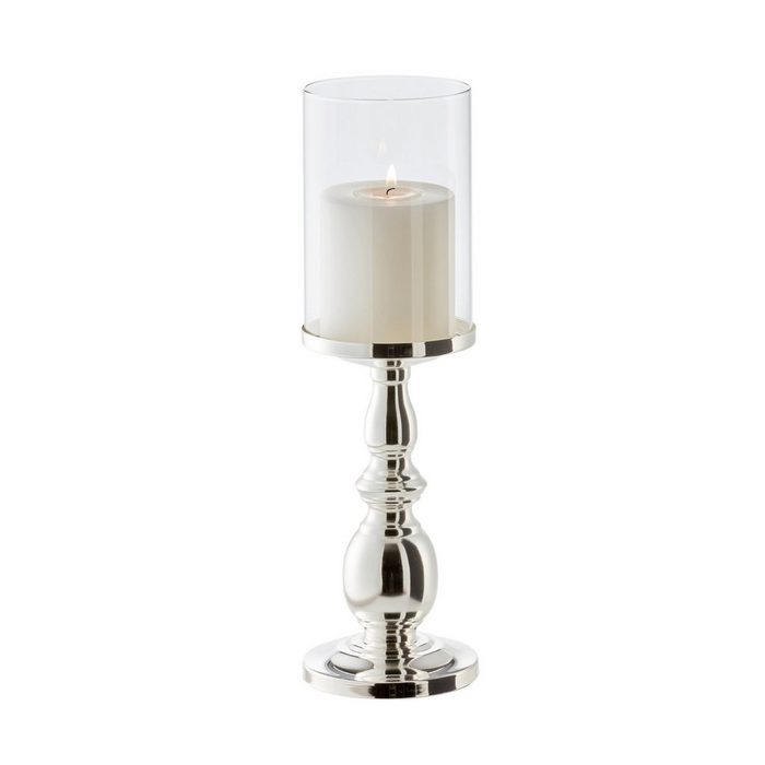 EDZARD Kerzenständer Mascha Kerzenhalter für Stumpenkerzen Kerzenleuchter im modernen Design versilbert und anlaufgeschützt Höhe 34 cm