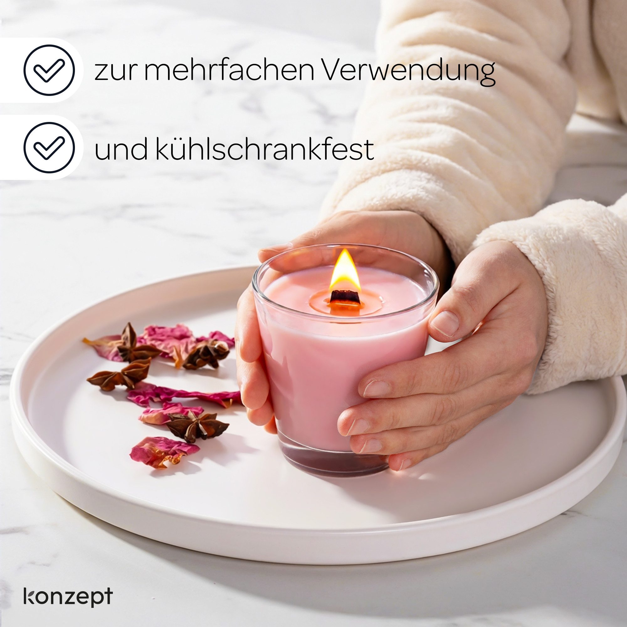 KONZEPT Teelichthalter Set 200ml – ideal für Dekoration & DIY-Kerzen (6 St), für den täglichen Gebrauch oder kreative DIY-Projekte