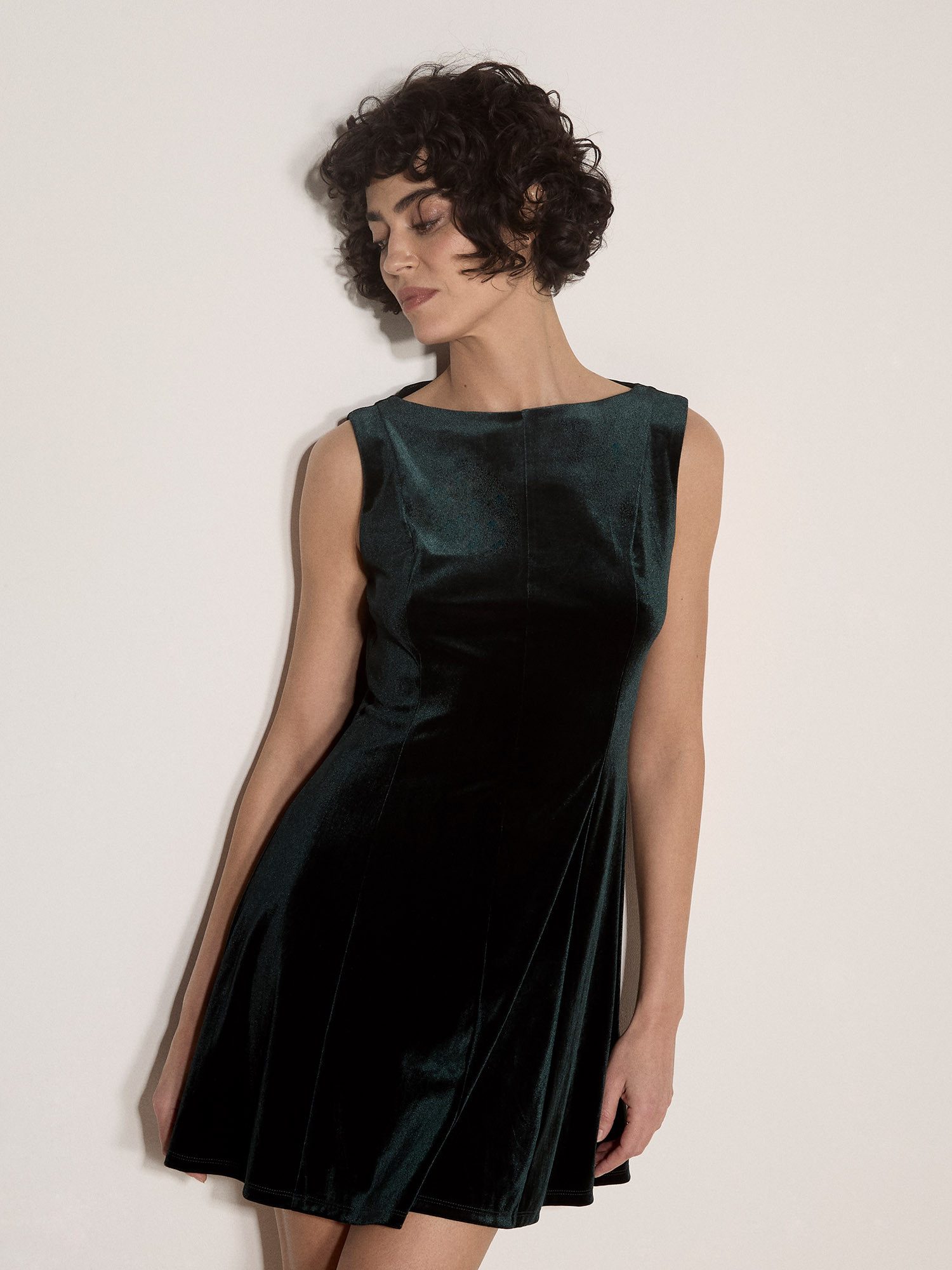 Apricot Partykleid Swing-Minikleid aus Samt