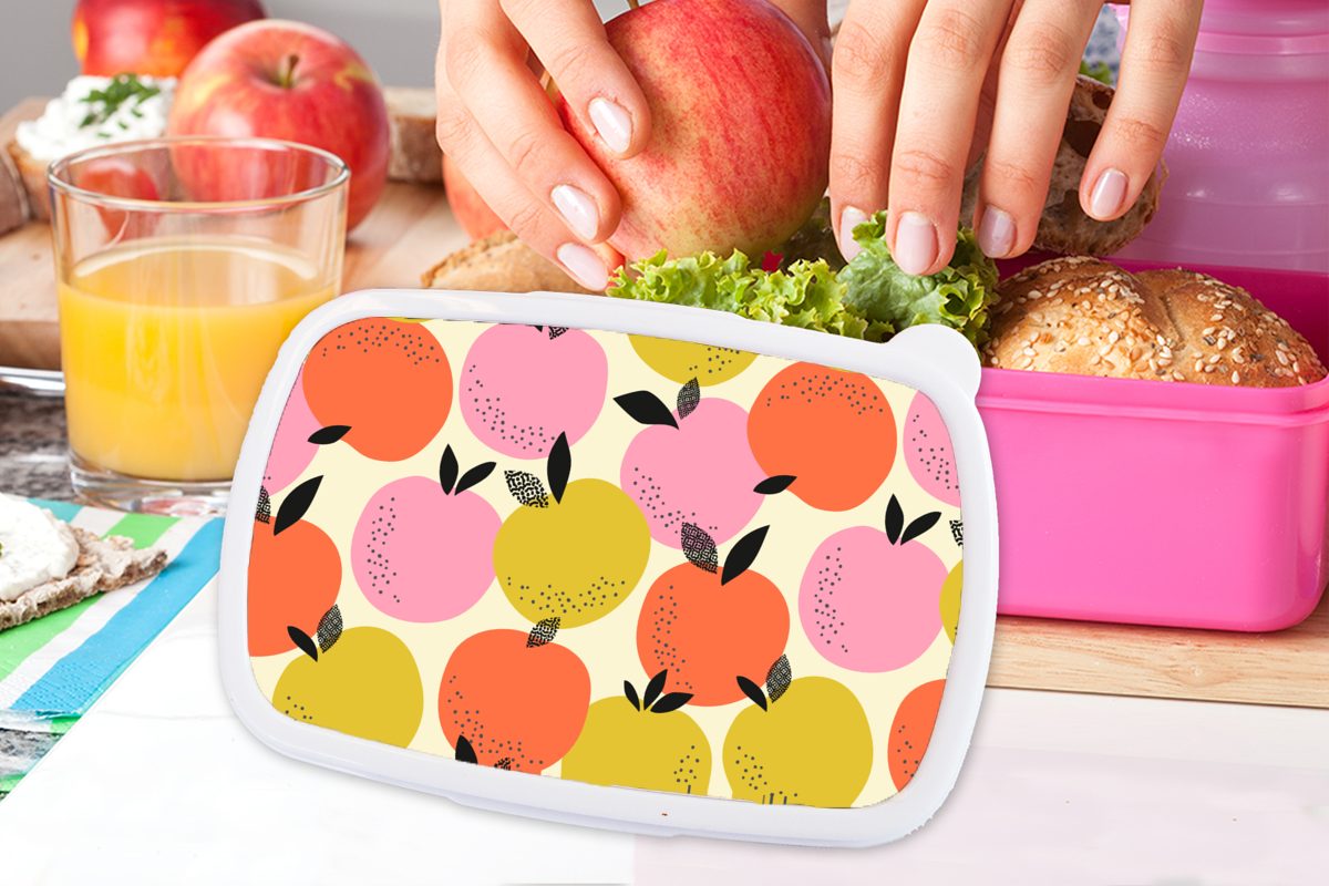 rosa MuchoWow Mädchen, Lunchbox Erwachsene, Sommer für Brotdose Muster, - - (2-tlg), Brotbox Orange Kunststoff Kinder, Snackbox, Kunststoff,