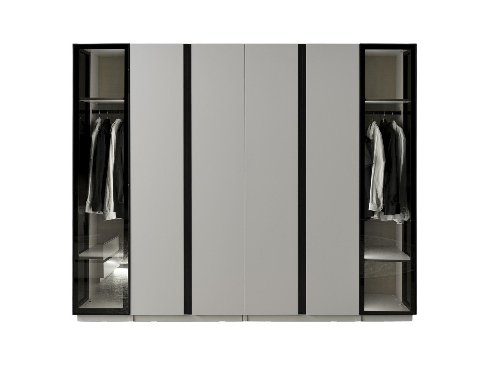 Villa Möbel Kleiderschrank (Kleiderschrank, 1-St., 2 trg. Kleiderschrank mit Regalen) Modulsystem Schubladen oder Regale klare Fronten
