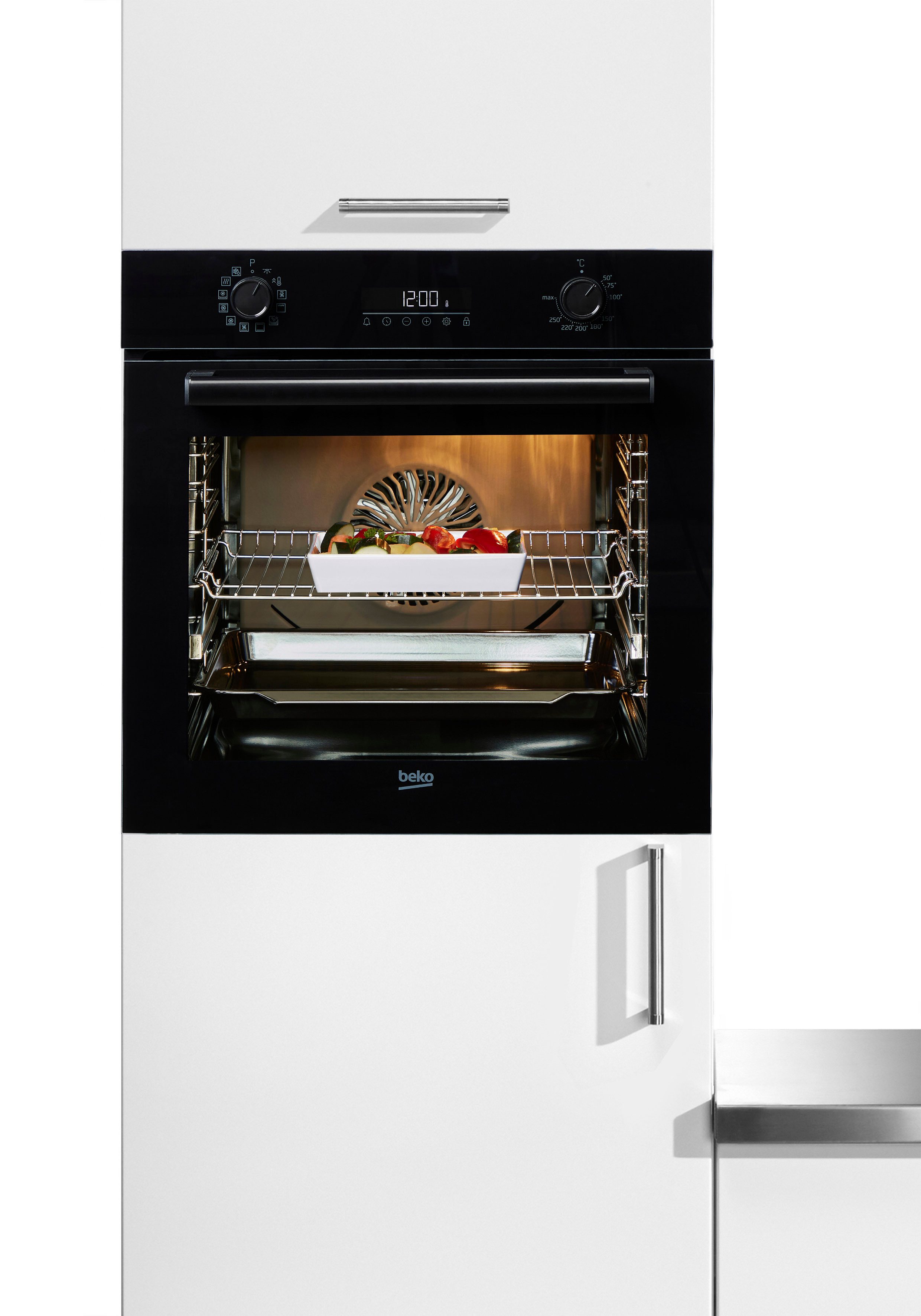 BEKO Einbaubackofen BBIM17300B, mit 1-fach-Teleskopauszug, SteamShine, Mit AirFry knusprig frittieren im Ofen – ganz ohne zusätzliches Fett