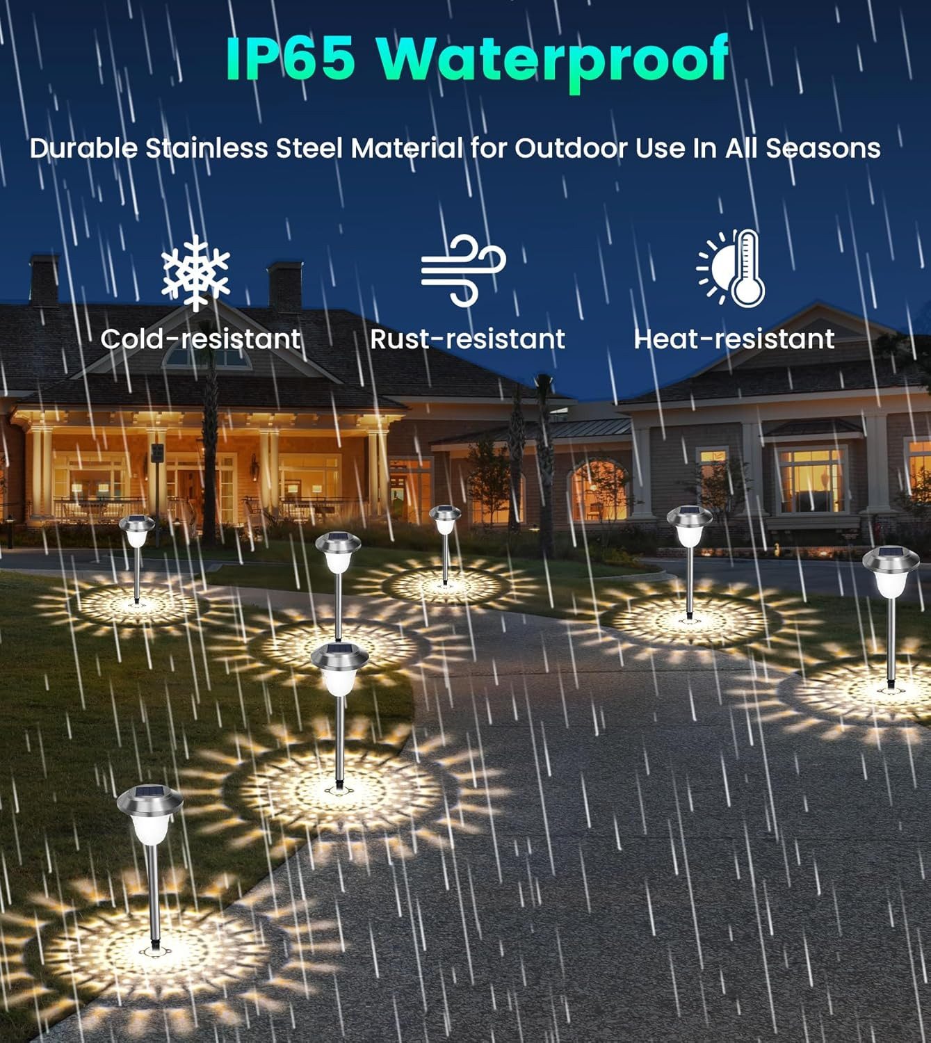 LA CUTE LED Solarleuchte Solar Gartenleuchten 4er Set, wasserdicht, warmweiß Balkon Terasse, LED, solarbetrieben, Warmweiß für eine gemütliche Gartenatmosphäre, Langlebig, 100% solarbetrieben, wetterfest IP65