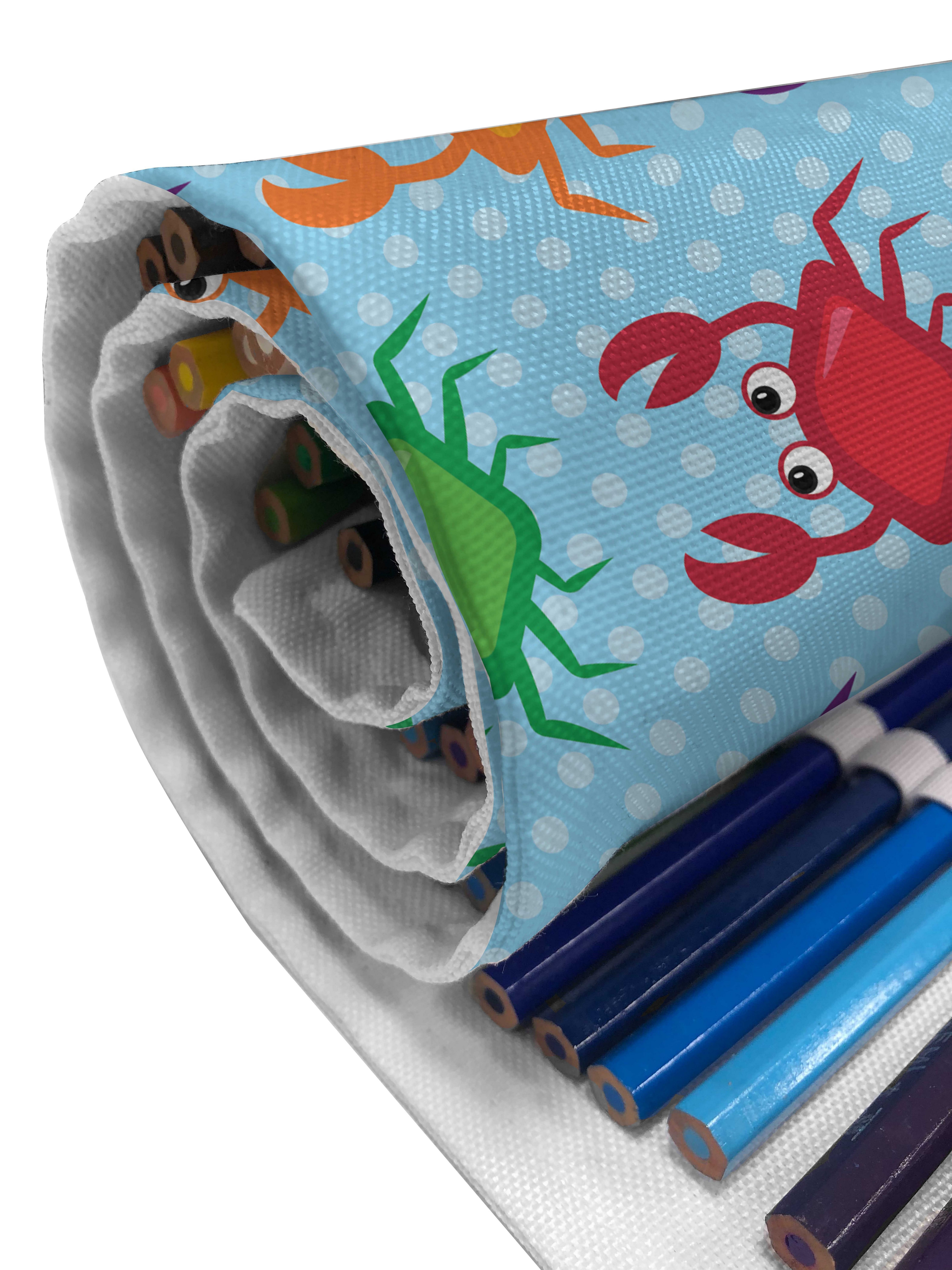 Abakuhaus Federmäppchen auf langlebig blauem Stiftablage tragbar Segeltuch Organizer, Karikatur Hintergrund Krabben Mehrfarbig und