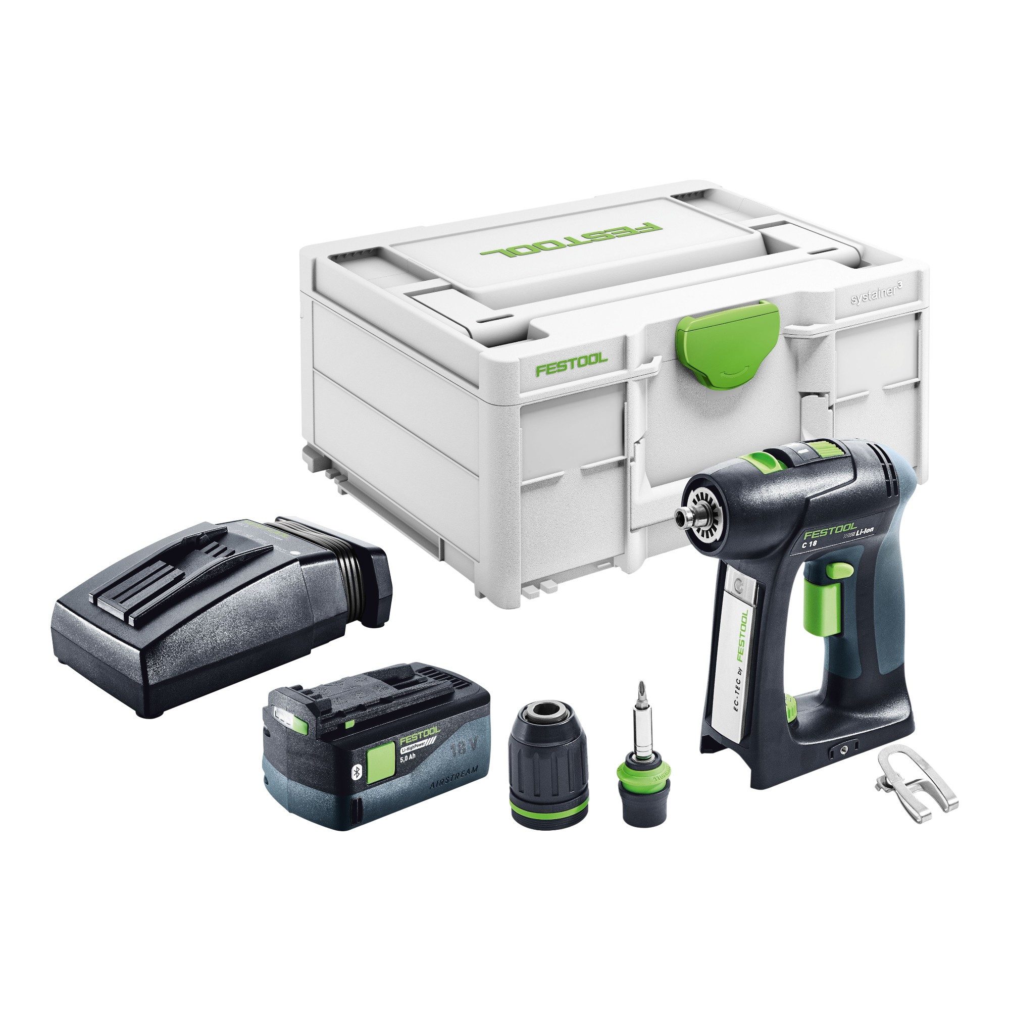 FESTOOL Akku-Schrauber C 18-Basic Akku Bohrschrauber 18 V 45 Nm Brushless + 1x Akku 5,0 Ah +