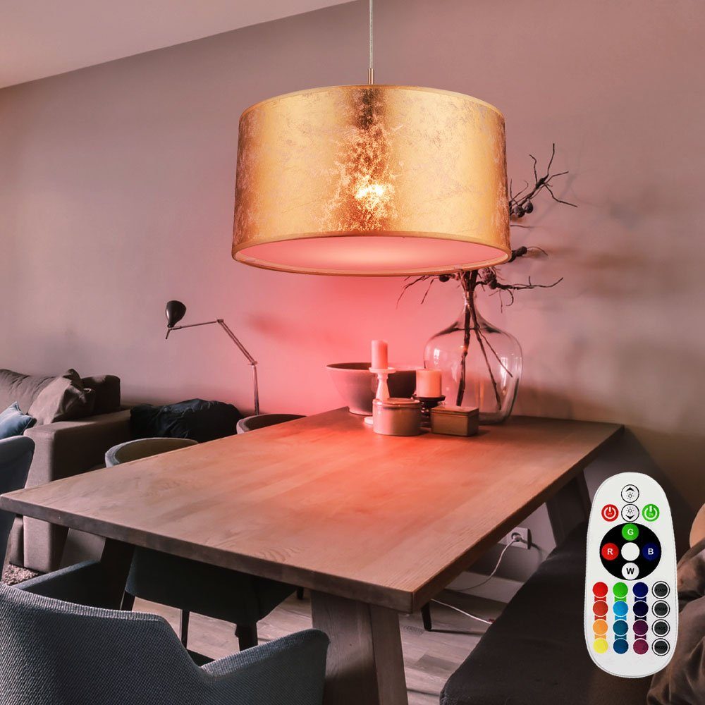 etc-shop LED Pendelleuchte, Leuchtmittel inklusive, Warmweiß, Farbwechsel, Decken Pendel Leuchte Esszimmer Tisch Textil Hänge Lampe Dimmer