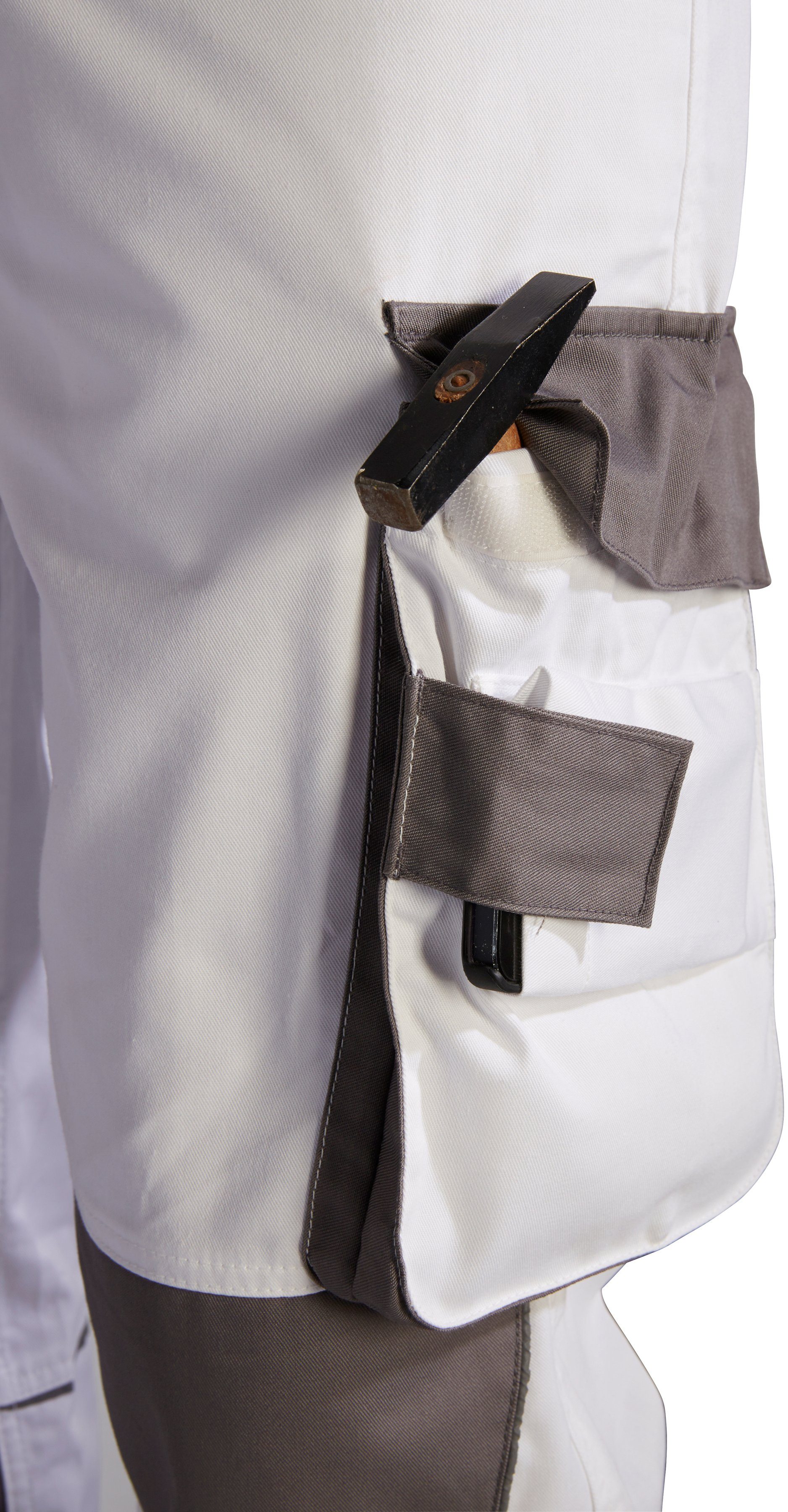 Arbeitsjacke grau-weiß 6 Taschen more safety& 2er-Set, Extreme+