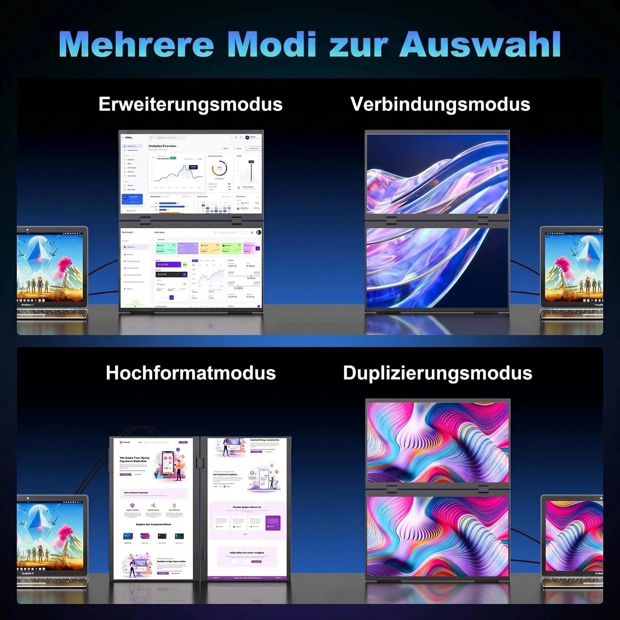 Bundviel Dual Portable Monitor 18,5" Laptop Bildschirm Extender 1920x1080 IPS Portabler Monitor (47 cm/15.6 ", 1920 x 1080 px, FHD, 3 ms Reaktionszeit, 120 Hz)