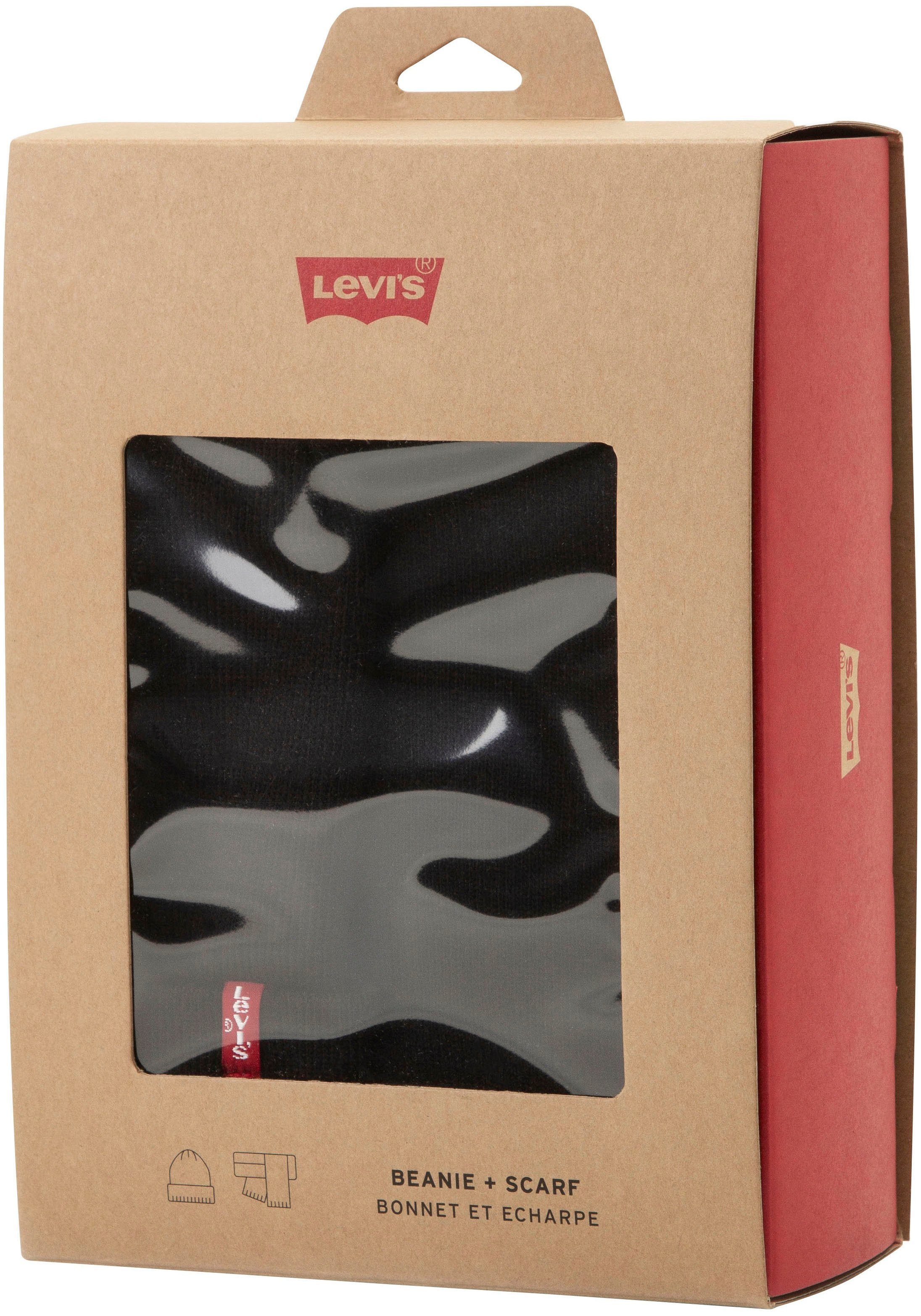 Levi's® Strickmütze (2-St) und Schal GIFT regular S im Set black HOLIDAY