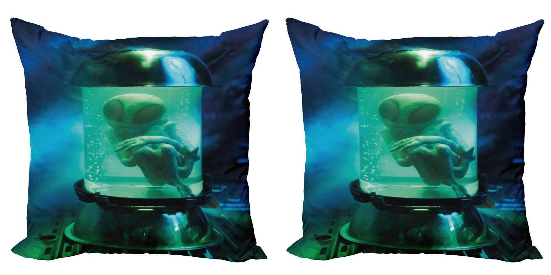 Kissenbezüge Modern Accent Doppelseitiger Digitaldruck, Abakuhaus (2 Stück), Weltraum Mars UFO Alien