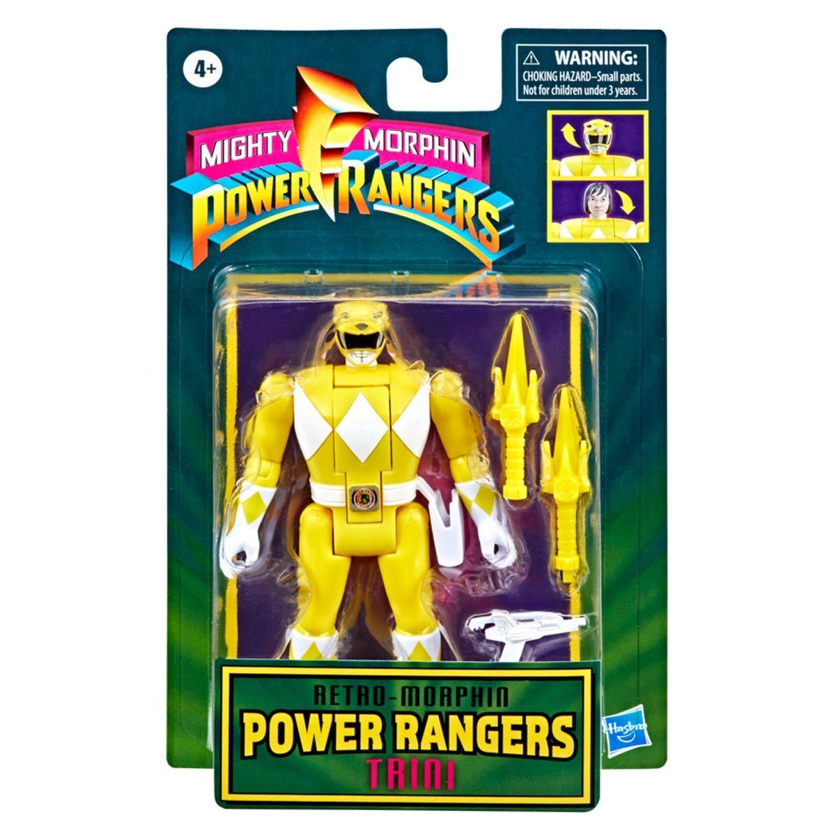 Hasbro Actionfigur Power Rangers Retro-Morphin Yellow Ranger Trini Fliphead Actionfigur