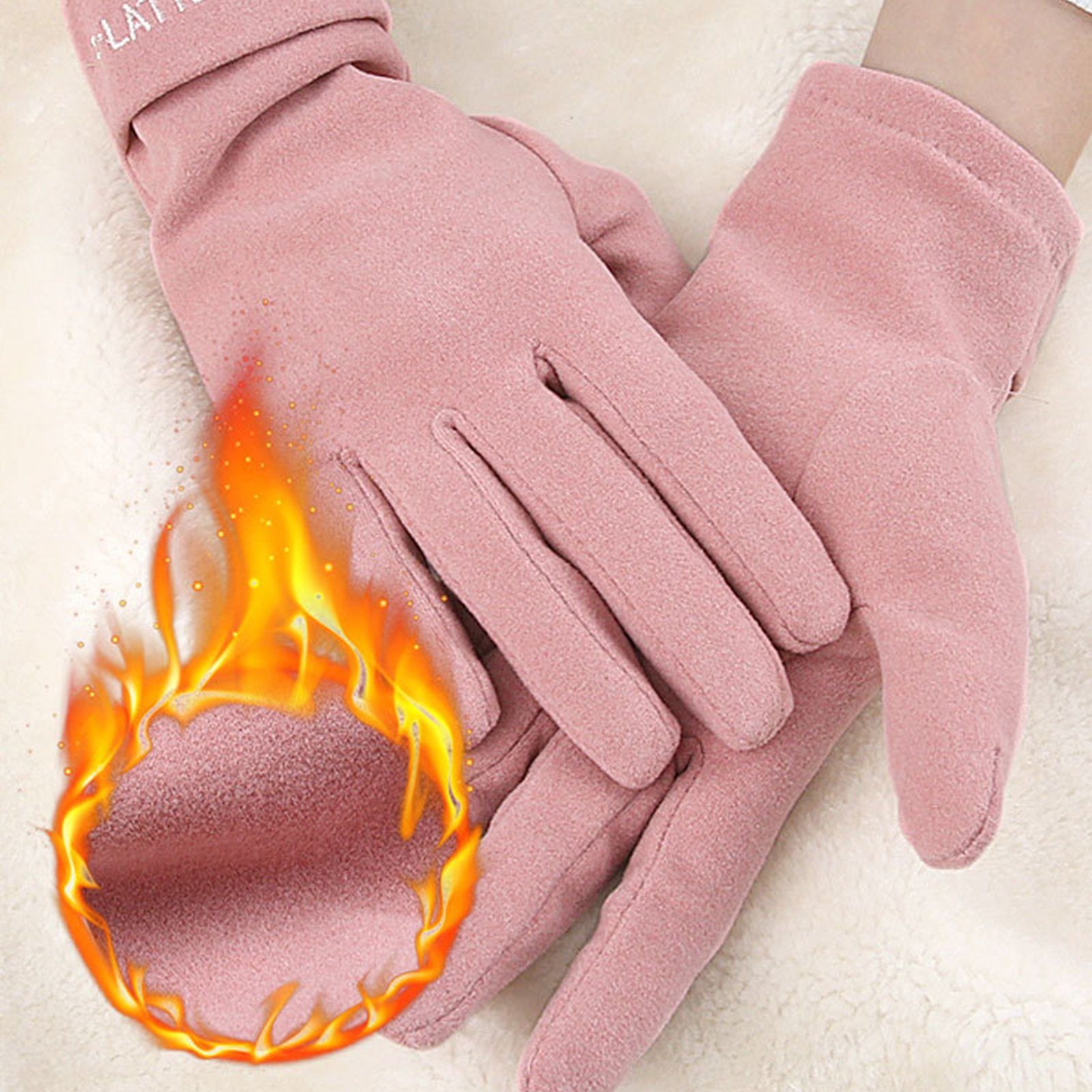 Rutaqian Strickhandschuhe 1 Paar Damen Winter Touchscreen Handschuhe Warm Fleece Gefüttert Warme Fingerhandschuhe für Damen Sport Rosa