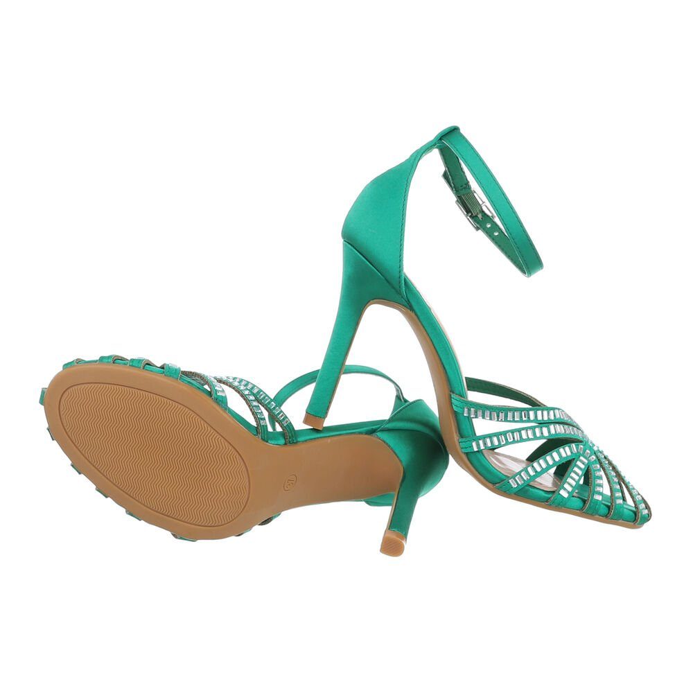Ital-Design Damen Abendschuhe Party & Clubwear Schnürpumps Pfennig-/Stilettoabsatz Sandalen & Sandaletten in Grün