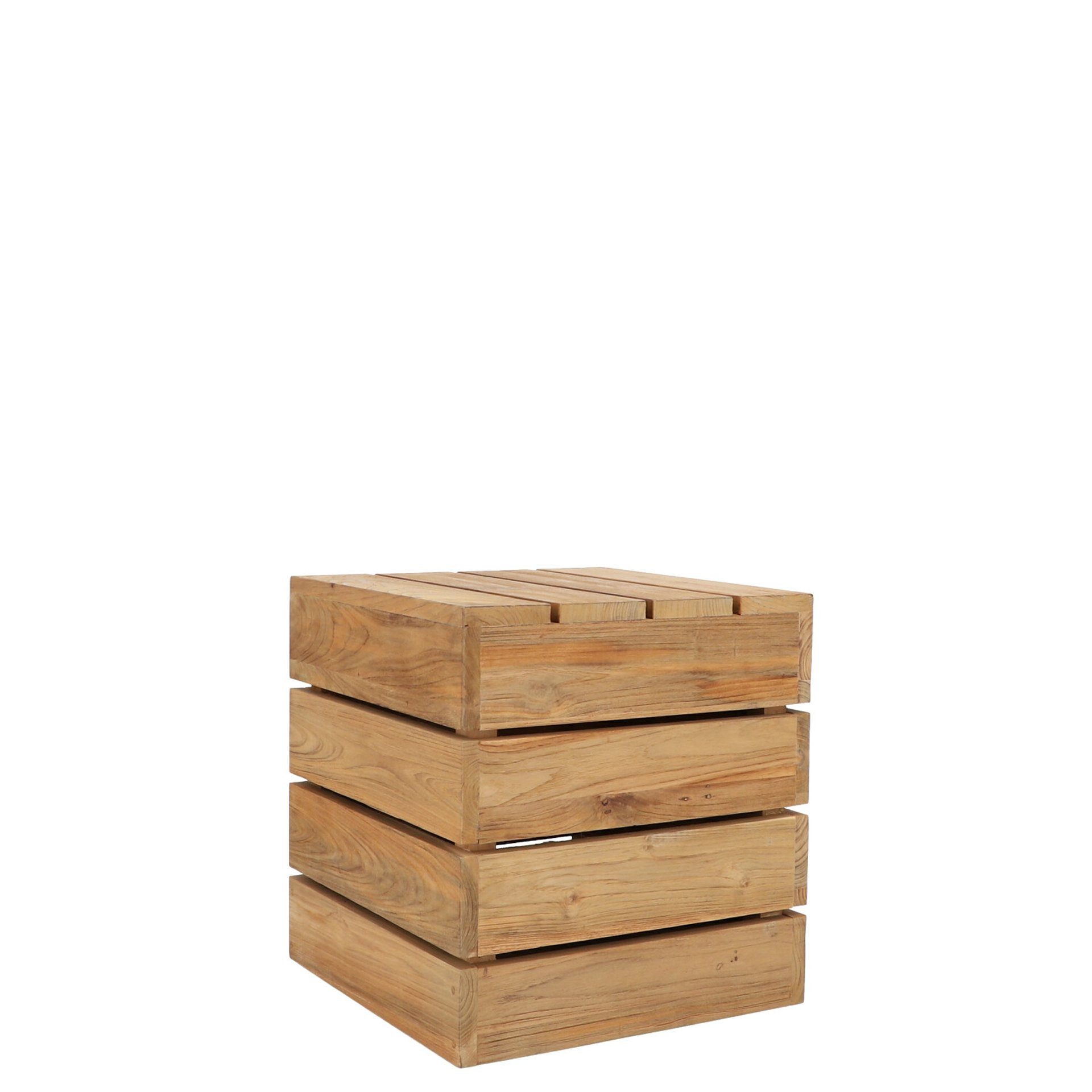 jankurtz Beistelltisch Move aus recyceltem Teakholz, 43 cm, mit Rollen