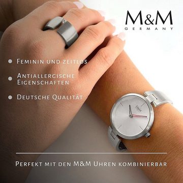M&M Spannring Ring Damen silber / gold breit (12mm) mit Zirkonia (1-tlg), "ModernGlam", deutsche Qualität, inkl. edles Schmucketui