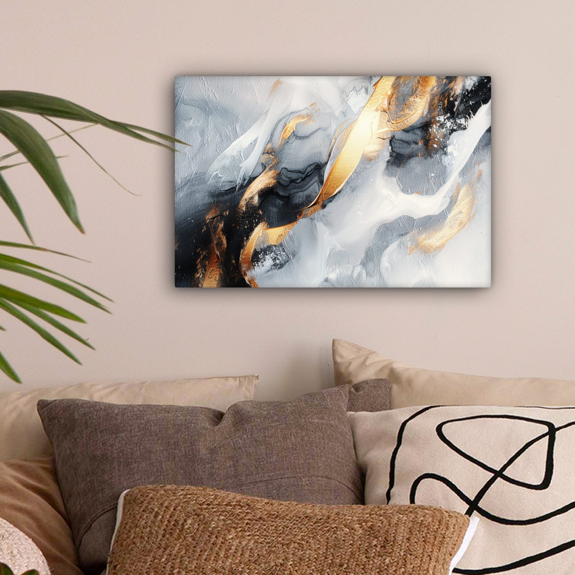 OneMillionCanvasses® Leinwandbild Abstrakt - Gold - Farbe - Ästhetik - Kuns günstig online kaufen