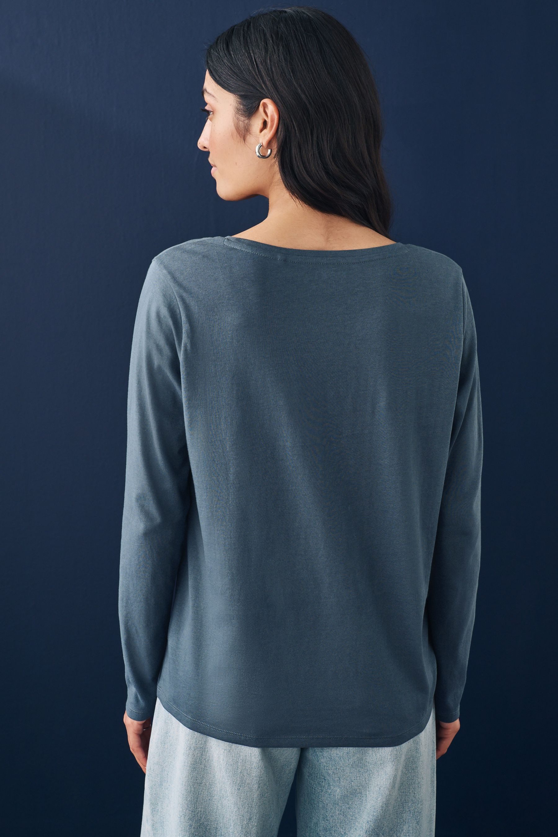 Next Langarmshirt Langarm-Rundhalsoberteil aus 100 % Baumwolle günstig online kaufen