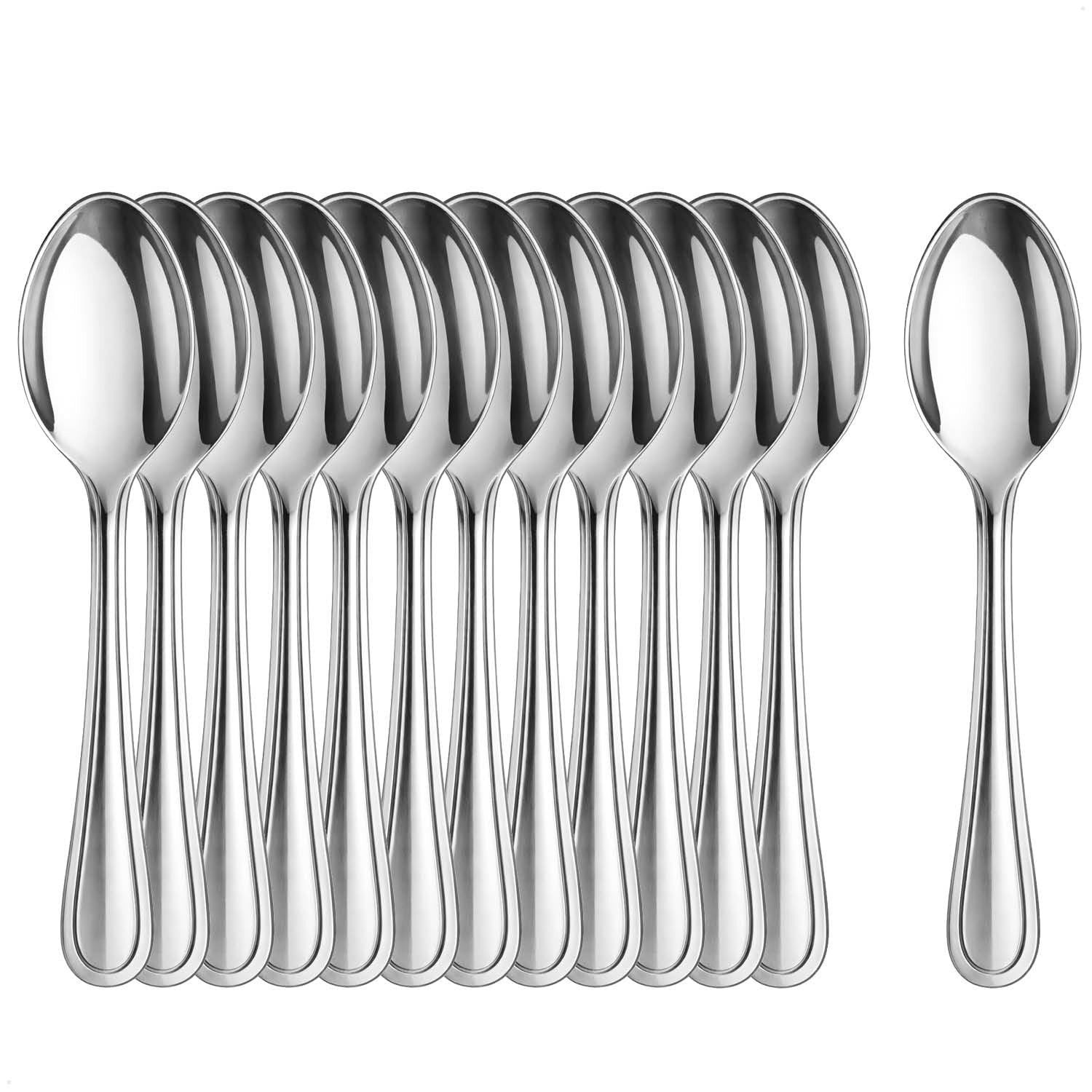 com-four Kaffeelöffel Teelöffel aus Edelstahl - stilvolles Tafelbesteck im schlichten Design (12 Stück), Kaffeelöffel - Dessertlöffel -Espressolöffel