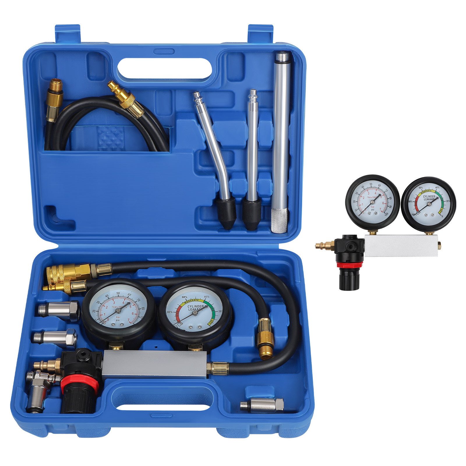JOYOLEDER Montagewerkzeug Druckverlust Leck Tester, Zylinder Lecktester Kit für Kraftfahrzeuge, (Kompressionsprüfer Motortester Druckverlustprüfer, Zylinderdruck messen Prüfgerät)