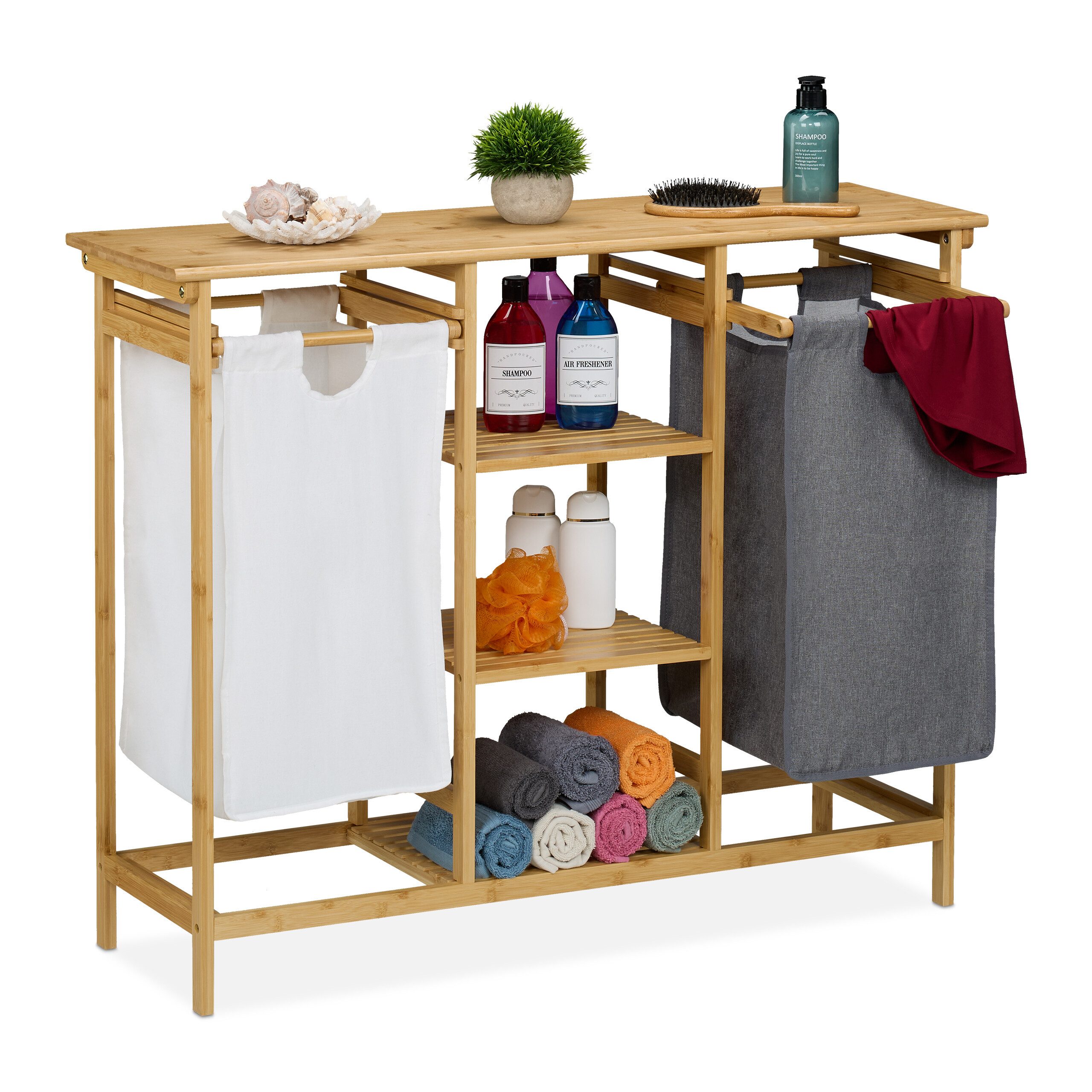 relaxdays Wäschekorb Wäschekorbregal mit 4 Ablagen (1 St) günstig online kaufen