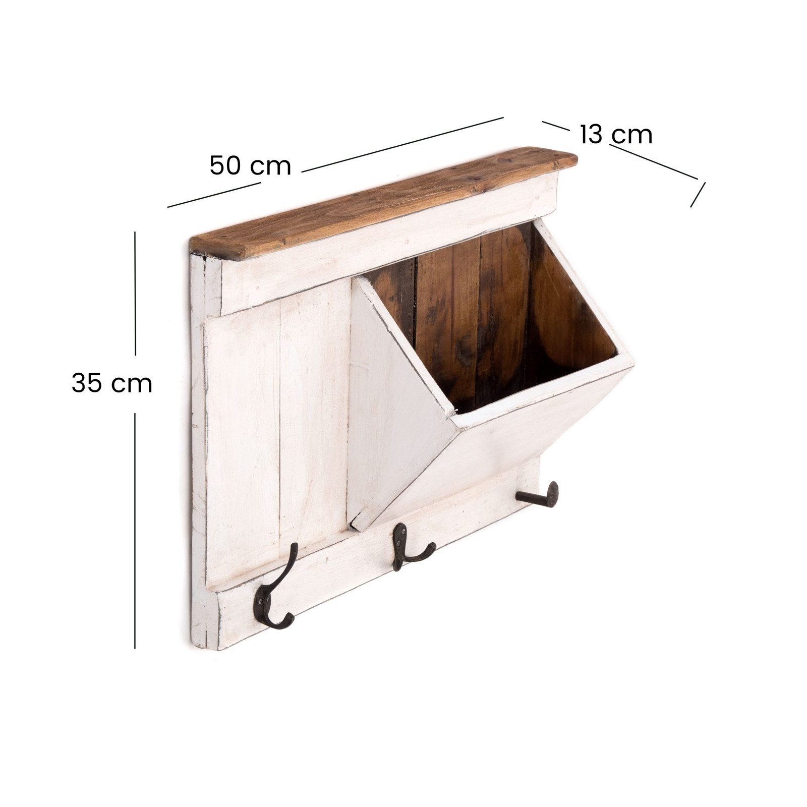DESIGN DELIGHTS Schlüsselkasten SCHLÜSSELBRETT "NATURA 50", 50x35x13cm (BxHxT), Staufach, Garderobe