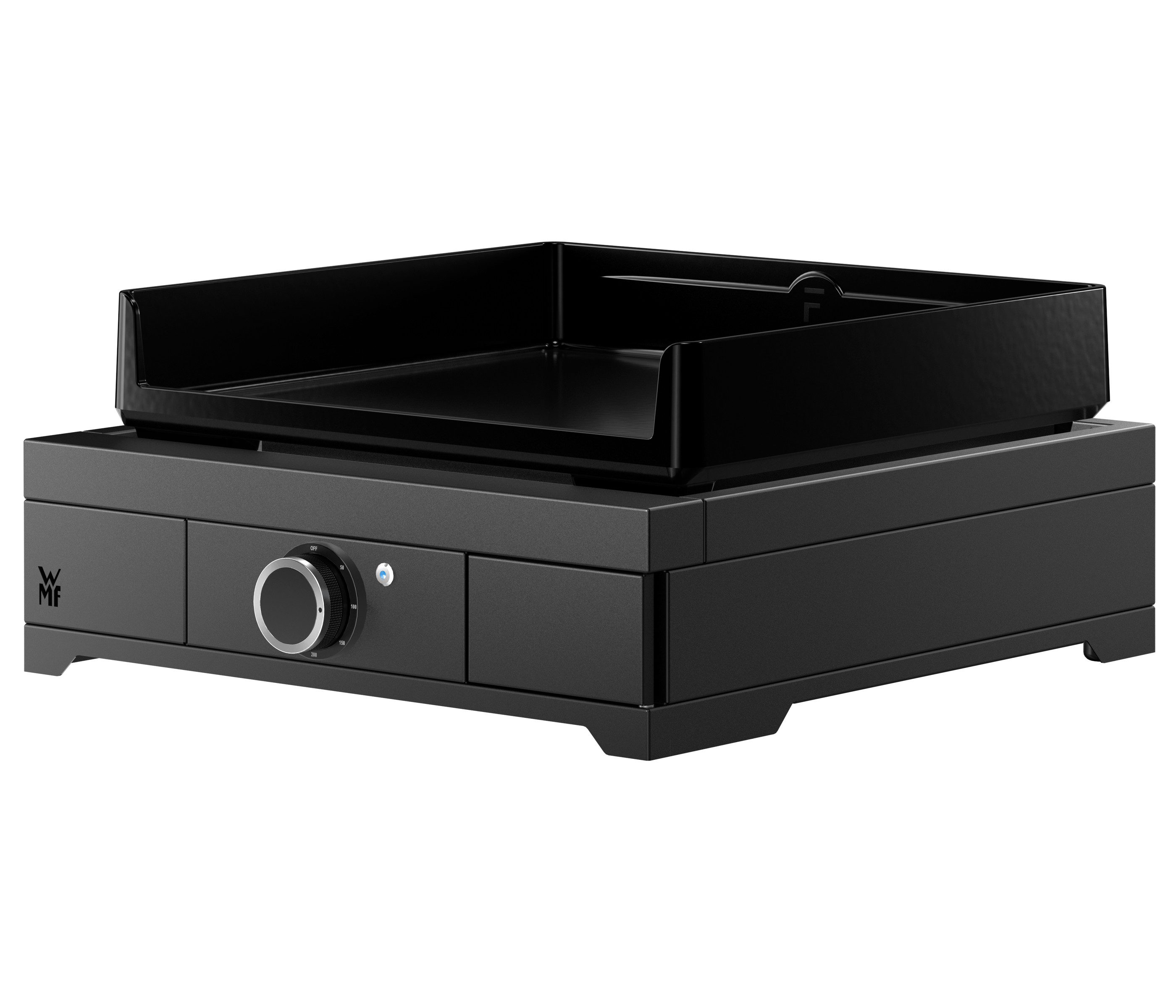 WMF Elektrogrill Plancha Edition One 45E, 2500 W, Stahl / Gusseisen pulverbeschichtet, 2500 W, mit Thermostat, integrierter Tropfschale, Grillfläche 45 x 40 cm