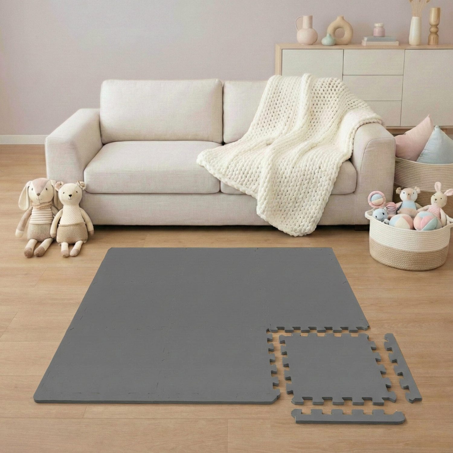 LittleTom Puzzlematte ab dem 1. Tag - 9 Teile Baby Spielmatte - 30 x 30 Kinder Krabbelmatte, Spielunterlage für Babys und Kleinkinder - Kinderzimmer Puzzleteppich