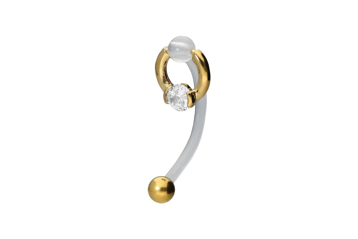 PIERCINGLINE Bauchnabelpiercing PMFK Bananabell mit Chirurgenstahl-Design RING + 4 mm KRISTALL (Bananabells, 1-tlg)