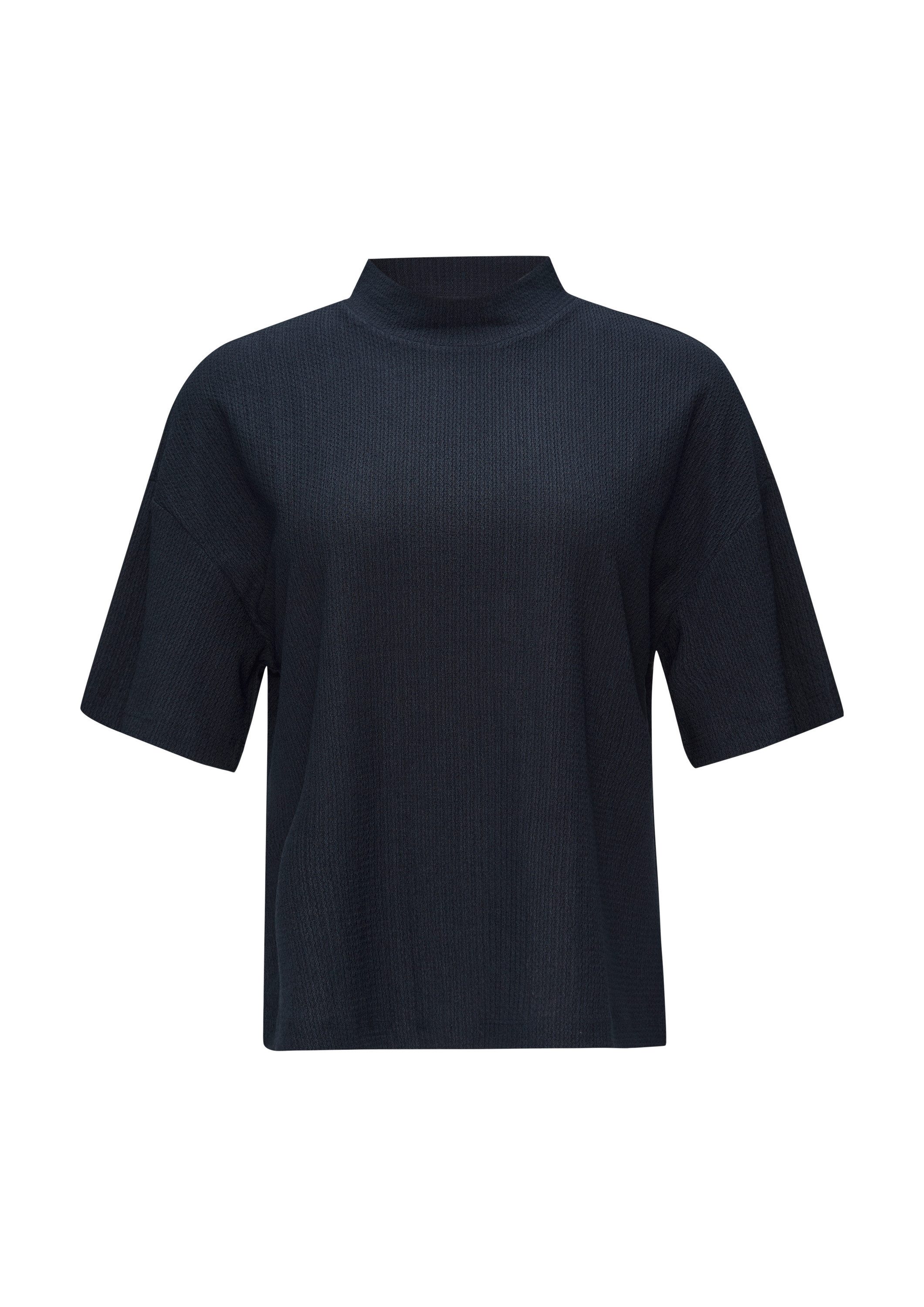 s.Oliver Kurzarmshirt T-Shirt Crêpe-Shirt mit Stehkragen