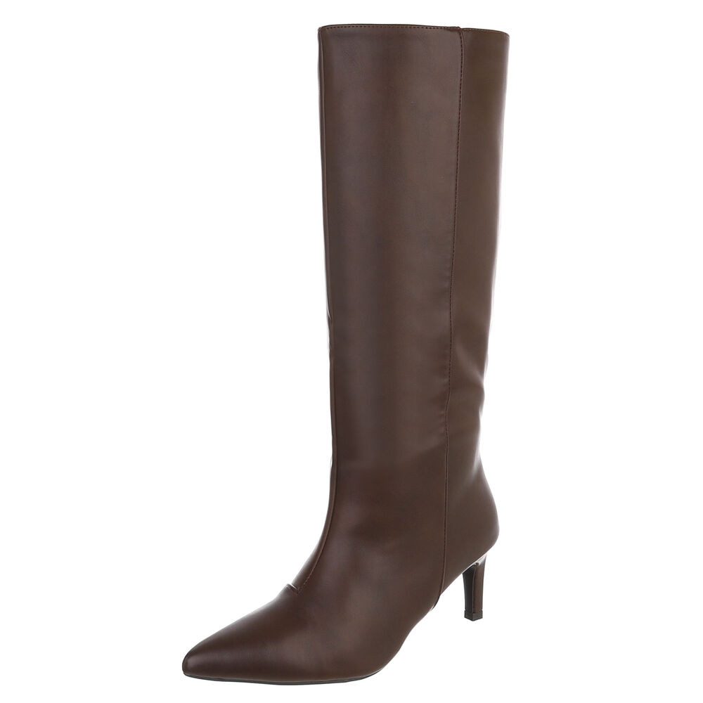 Ital-Design Damen Kniehohe Stiefel mit Absatz und Spitze Stiefel (92457692) Pfennig-/Stilettoabsatz Stiefel in Braun