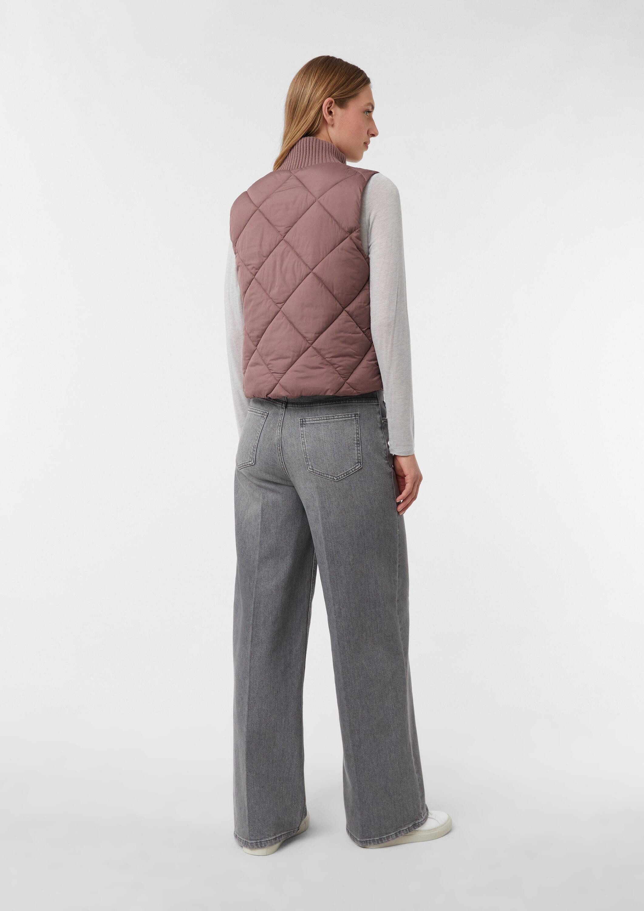 comma Outdoorjacke Outdoor-Weste Kurze Steppweste mit Ripp-Stehkragen