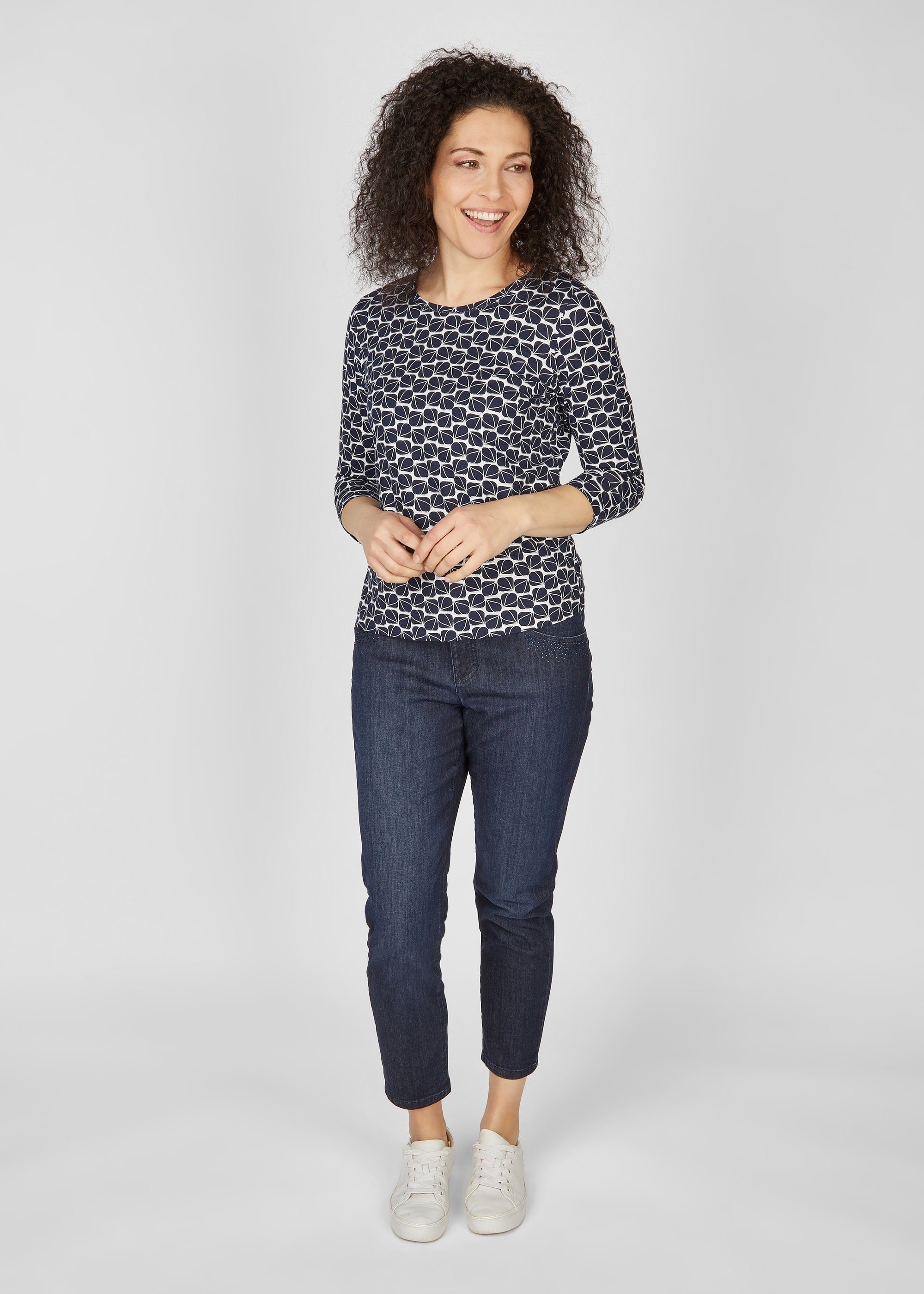 mit Rabe 3/4-Arm-Shirt Allover-Muster