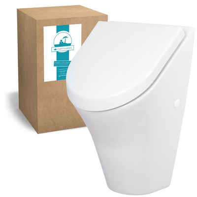 Calmwaters Urinal, Keramik, Abgang Hinten, (Urinal-Set, 2-tlg., mit Deckel, Absaugformstück), Absenkautomatik, Weiß, 46CL6206
