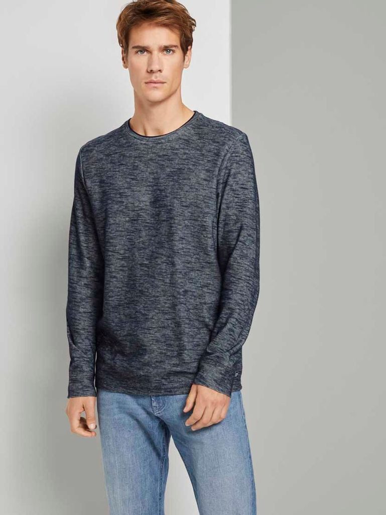 TOM TAILOR Rundhalsshirt Double Face Longsleeve (1-tlg)