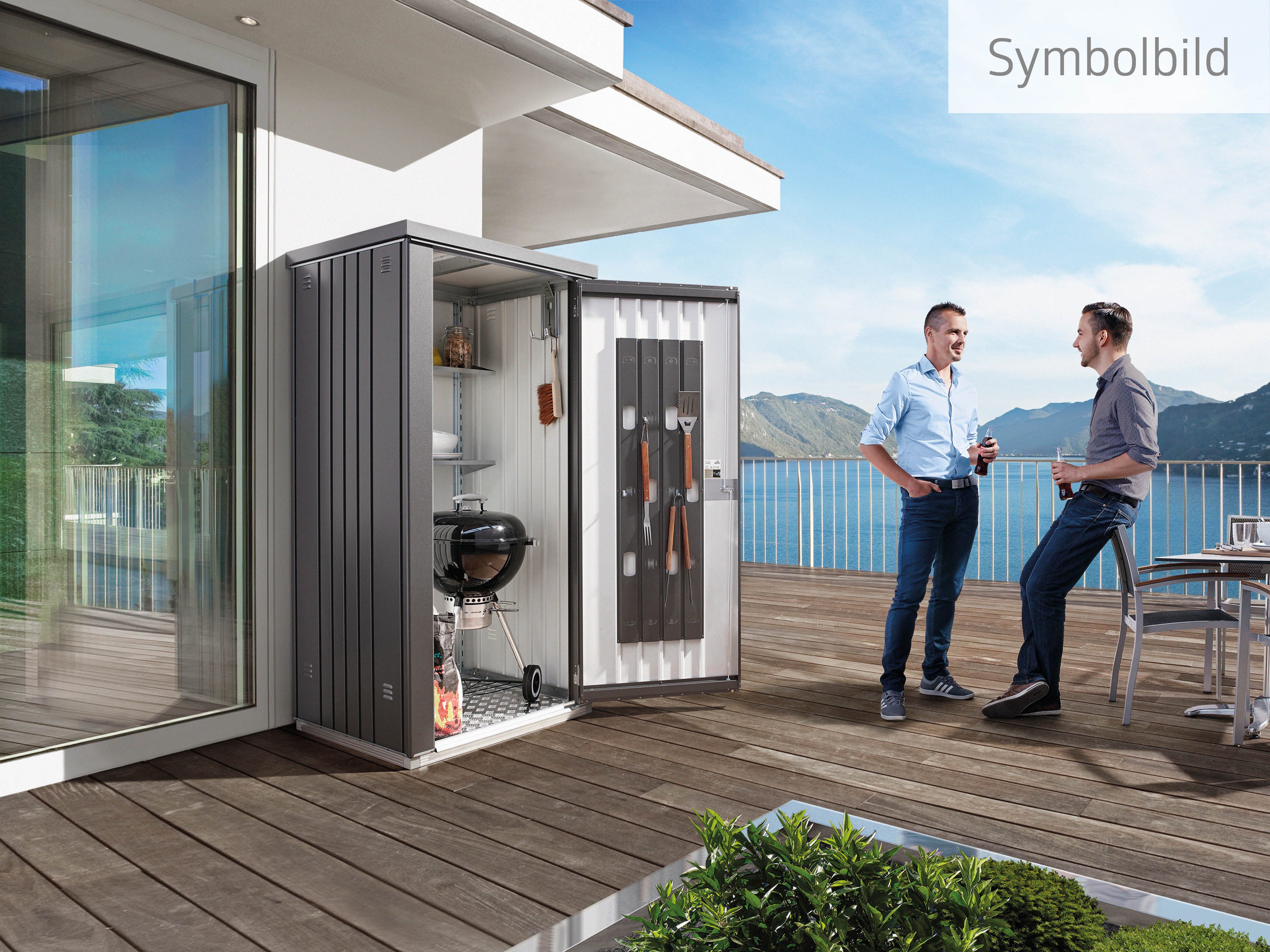 Biohort Garten-Geräteschrank Gr. 90, verschiedene Farben, BxT: 93x83 cm, aus Metall mit hohem Nutzwert