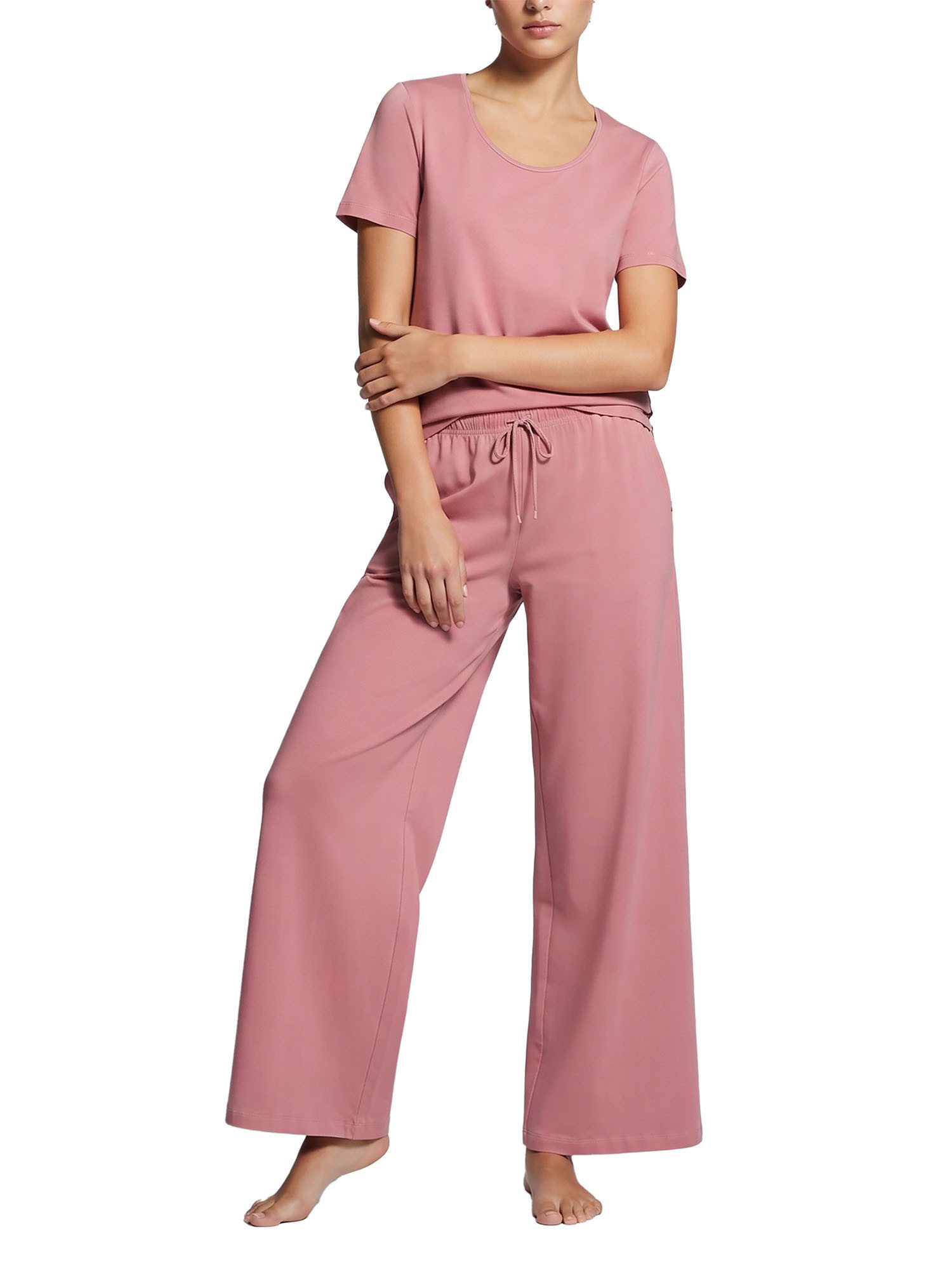 Ammann Pyjama Damen T-Shirt, lange Hose Night & Relax (Packung, 1 tlg) Modal & Baumwolle, seidig weich, Nachtwäsche und Homewear Set