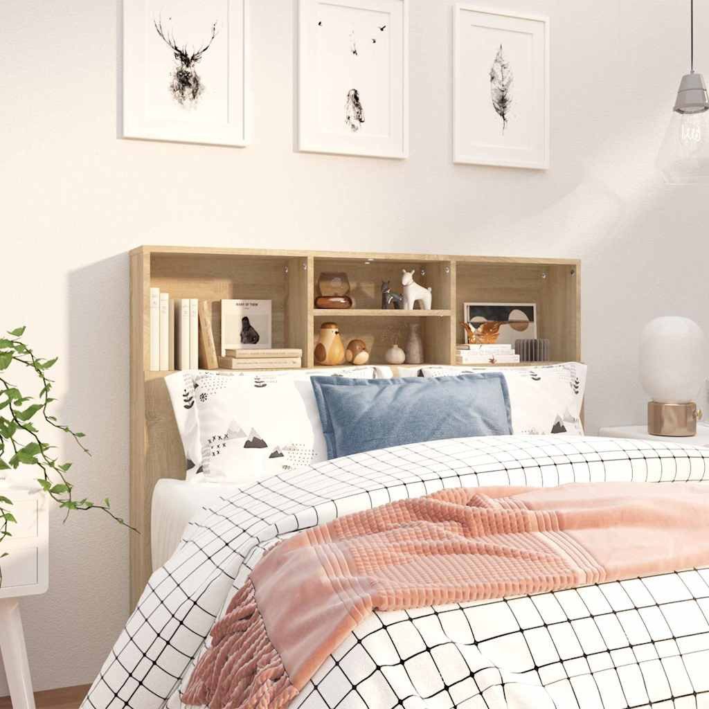vidaXL Bett Bett-Kopfteil mit Ablagen Sonoma-Eiche 120x19x103,5 cm (1-tlg)
