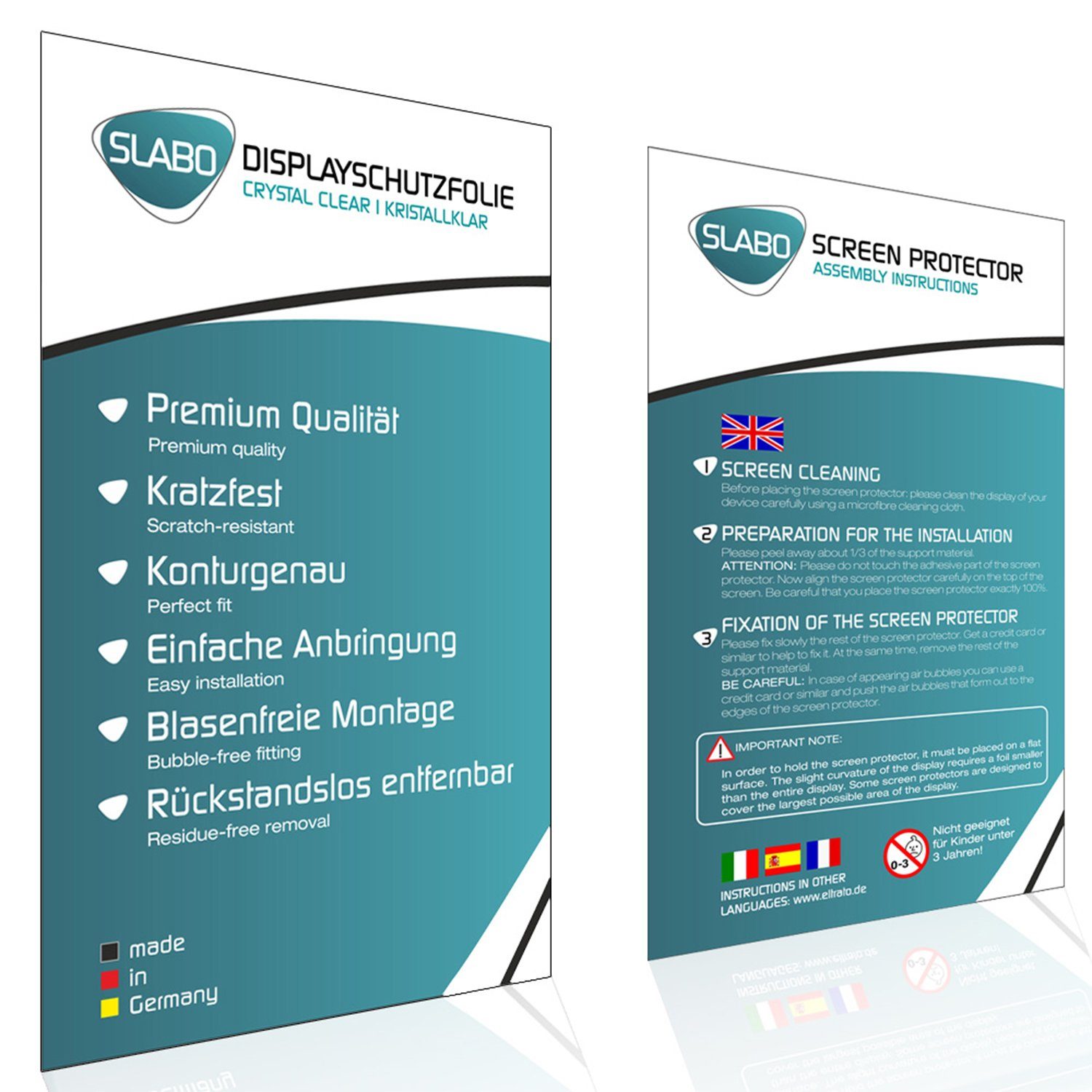 SLABO Schutzfolie 4 x Displayschutzfolie Crystal Clear, iPhone SE 2020 iPhone SE 2022