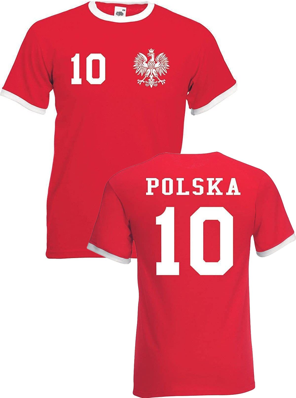 Youth Designz T-Shirt Polen Herren T-Shirt im Fußball Trikot Look mit trendigem Motiv