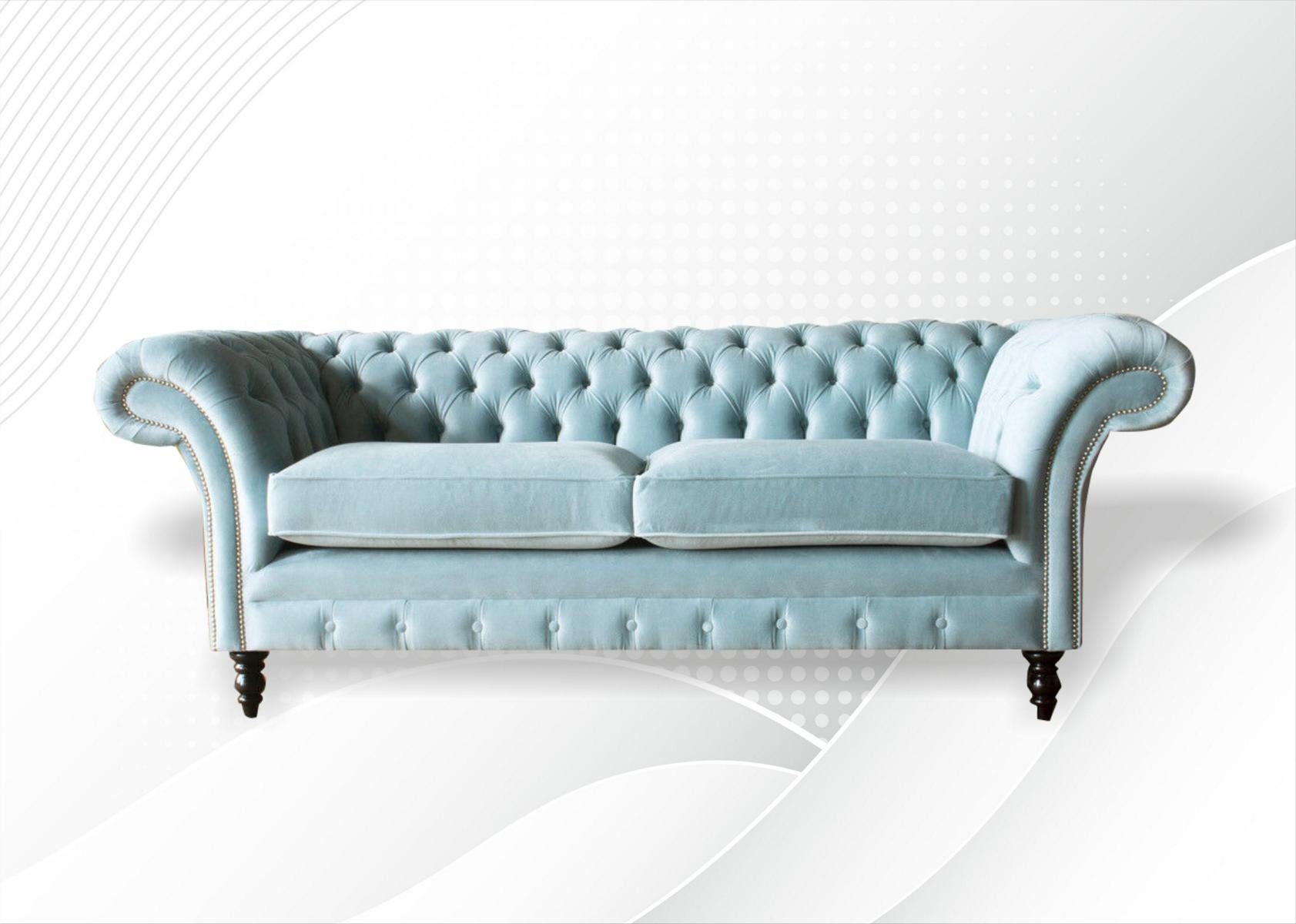 Chesterfield 210 JVmoebel Knöpfen. Die mit Design Chesterfield-Sofa, 3 Rückenlehne cm, Couch Sofa Sitzer