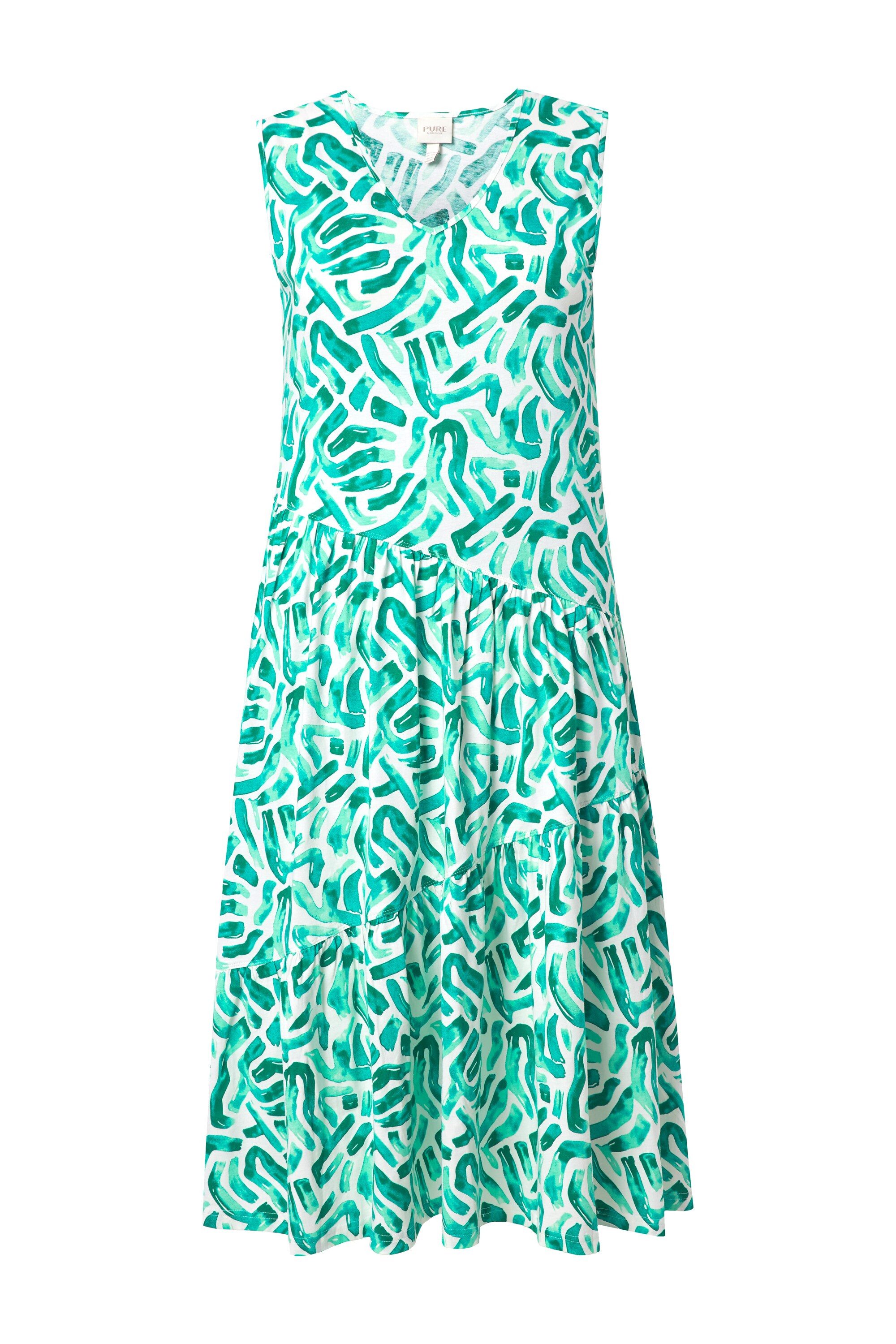 Ulla Popken Midikleid Midikleid diagonale Volants A-Linie V-Ausschnitt