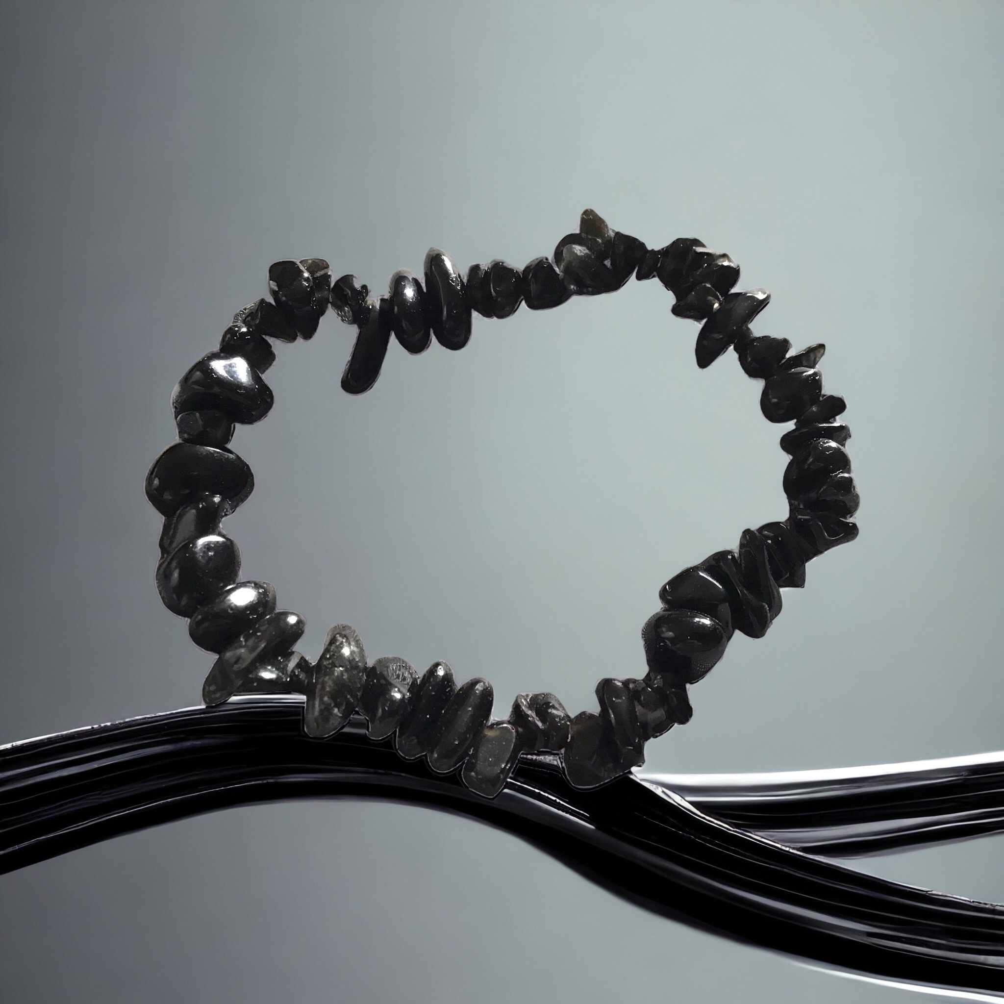 Steinfixx® Armband Turmalin (Schörl) Splitterarmband - Brasilien - starker Schutzstein (Heilstein, 1-tlg., 18 cm Umfang), 100 % echt, Handarbeit