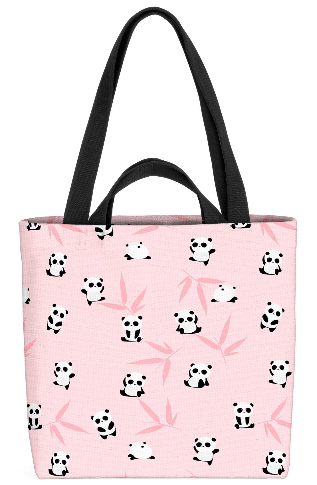 VOID Henkeltasche (1-tlg), Asien Pandabär Panda Kinder Tier Bär Bambus Rosa Kinderzimmer Muster