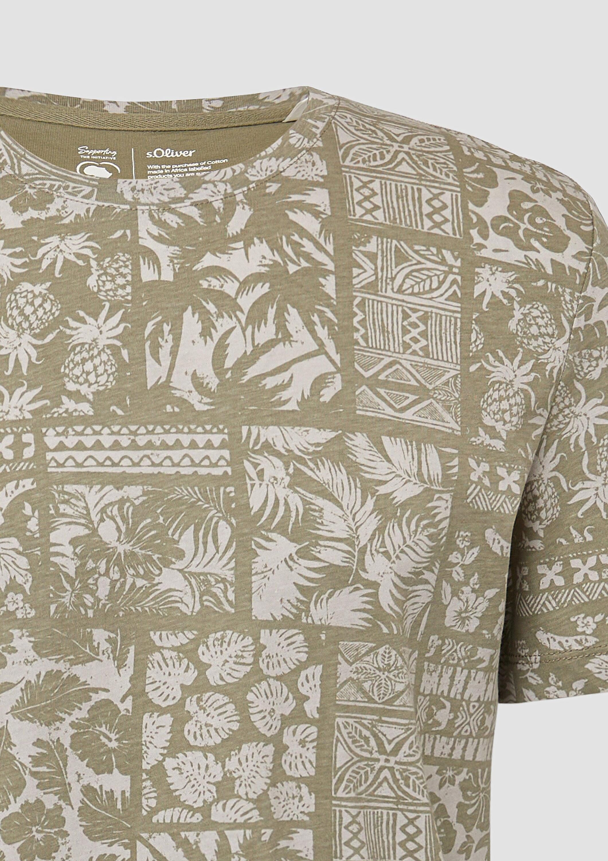 s.Oliver Kurzarmshirt T-Shirt Baumwoll-T-Shirt mit All-over-Print