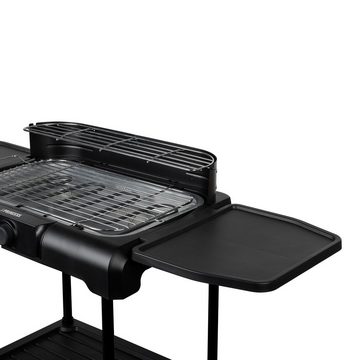 PRINCESS Elektro-Standgrill 112250, 2200 W, mit Seitentischen, schwarz