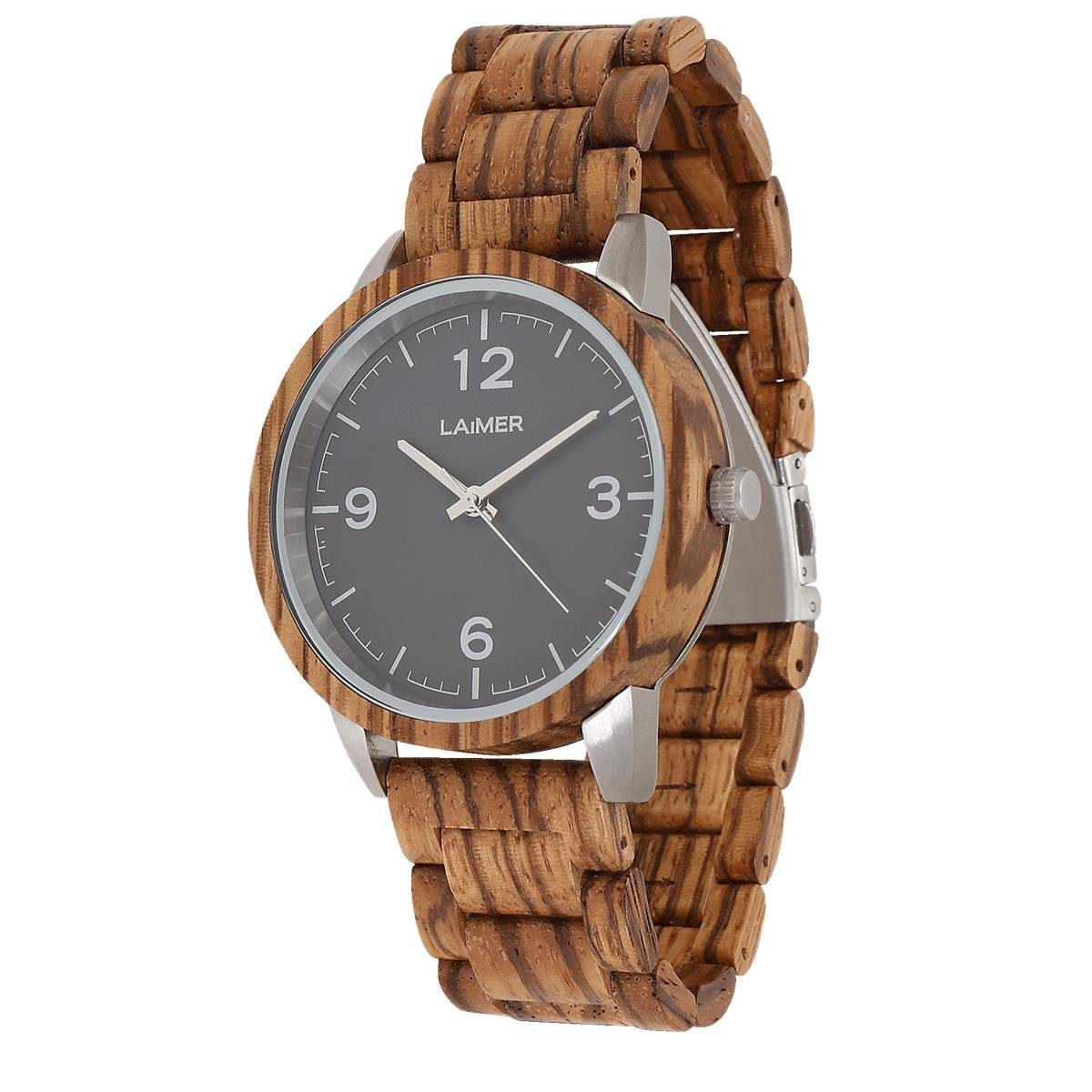LAiMER Quarzuhr LAiMER Herren Uhr 0087 Elia Zebranoholz Vegan, (1-tlg)