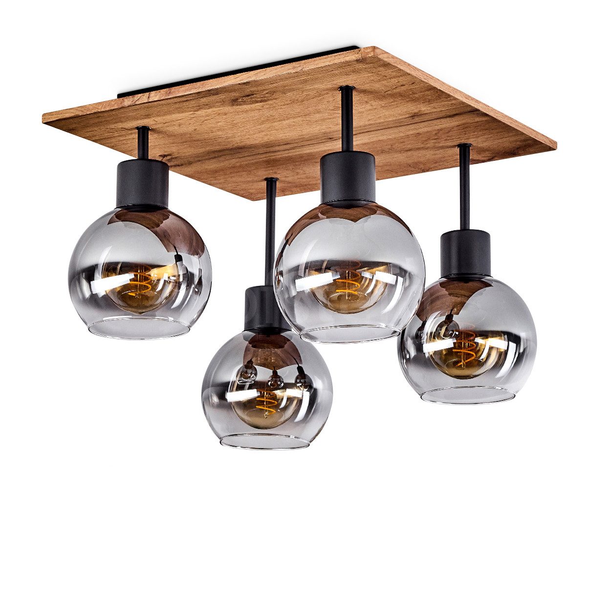 Deckenleuchte »Caronia« Deckenlampe aus Metall/Glas in Schwarz/Messing/Rauchfarben